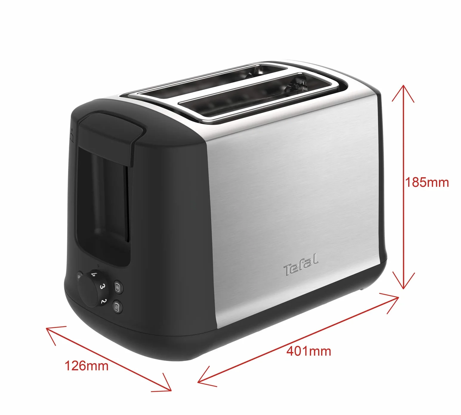 TEFAL TT3408 Subito Toster do kanapek, 7 poziomów opieczenia, regulowana szerokość szczelin, funkcja unoszenia pieczywa, rozmrażania, podgrzewania, STOP