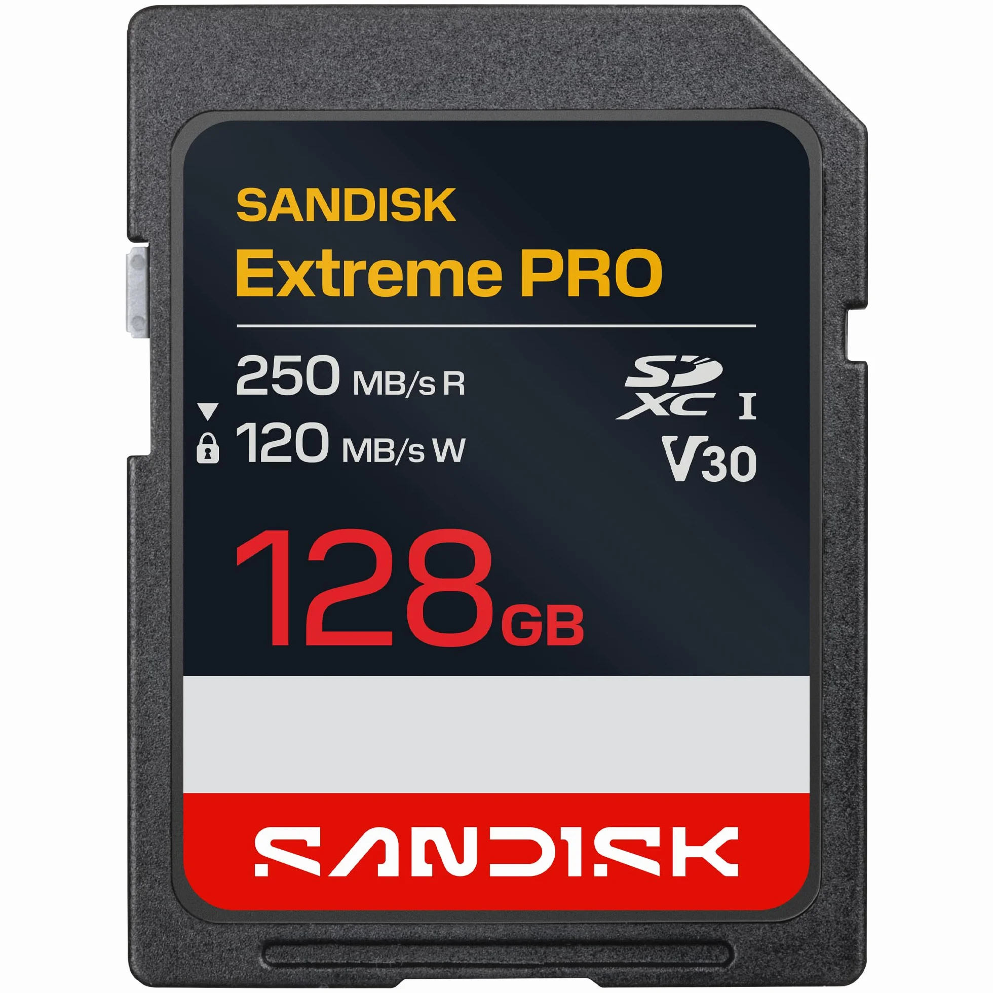 SANDISK Extreme PRO Karta SD UHS-I 128 GB (prędkość odczytu do 250 MB/s i prędkość zapisu do 120 MB/s, wideo 4K UHD, U3, V30) Memory Zone App