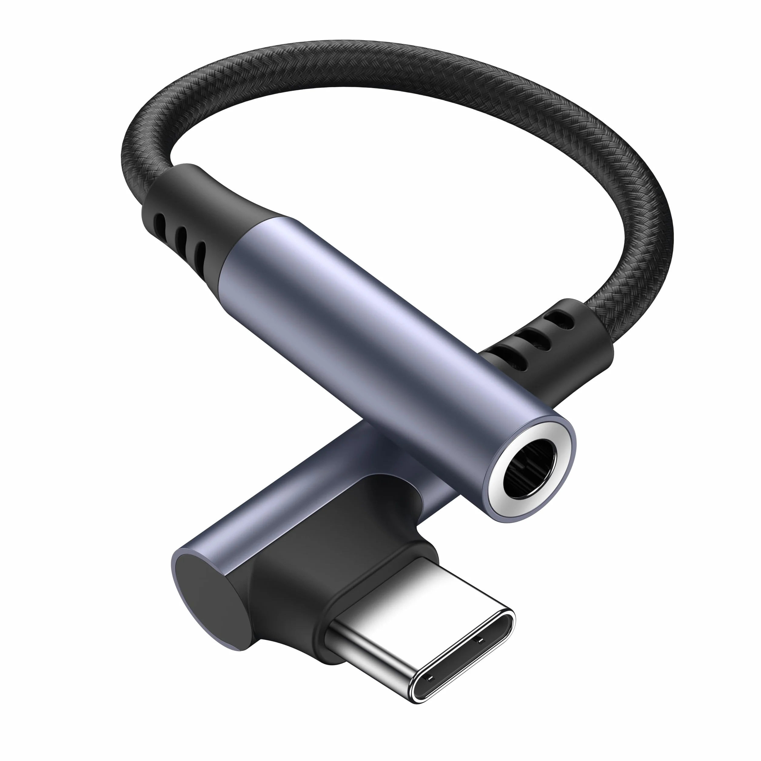 Tobfit adapter USB C na 3,5mm gniazdo, adapter 90 stopni USB C na 3,5mm gniazdo aux dla iPhone 16 15 Pro Max Plus, Samsung Galaxy S25 S24 S23 S22 S21 S20 FE, Huawei P40/P30/P20 Pro, Google Pixel 8/7