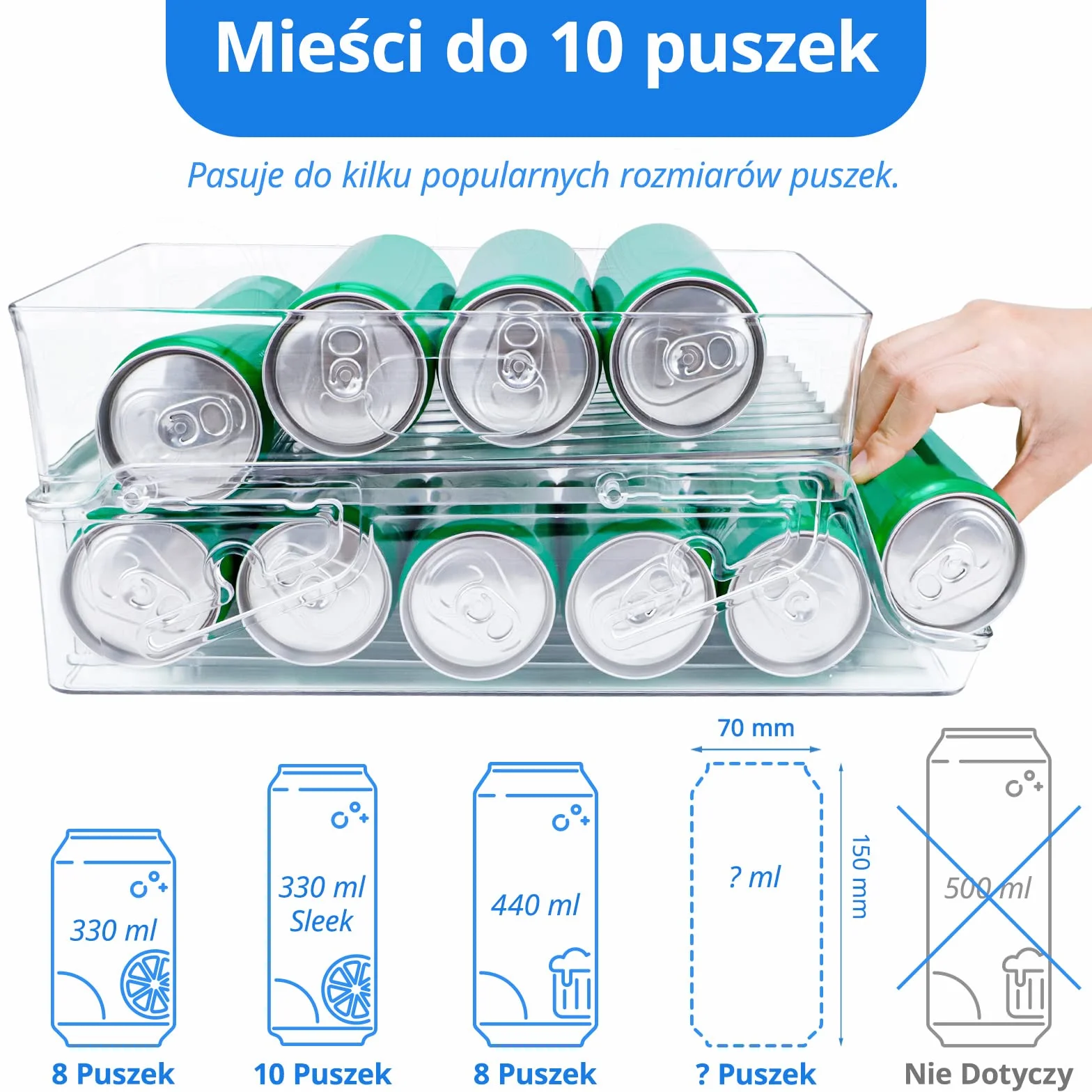Organizer do lodówki na puszki 2-poziomowy automatyczny dozownik