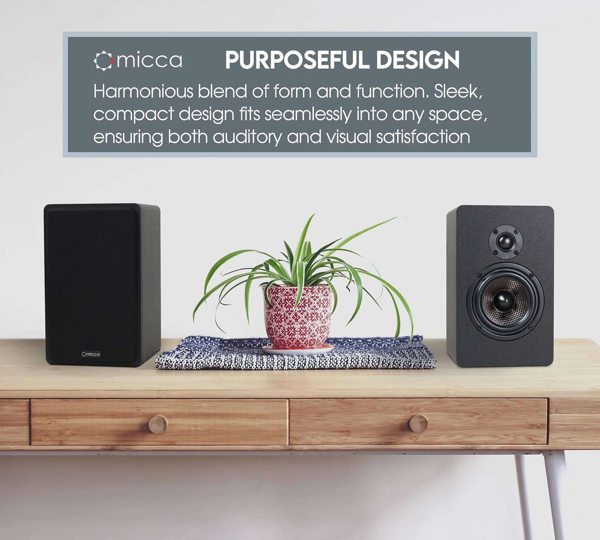 Micca MB42X G2 pasywne głośniki półkowe do kina domowego, stereo i pasywnego monitora bliskiego pola, 2-drożne (czarne, para)