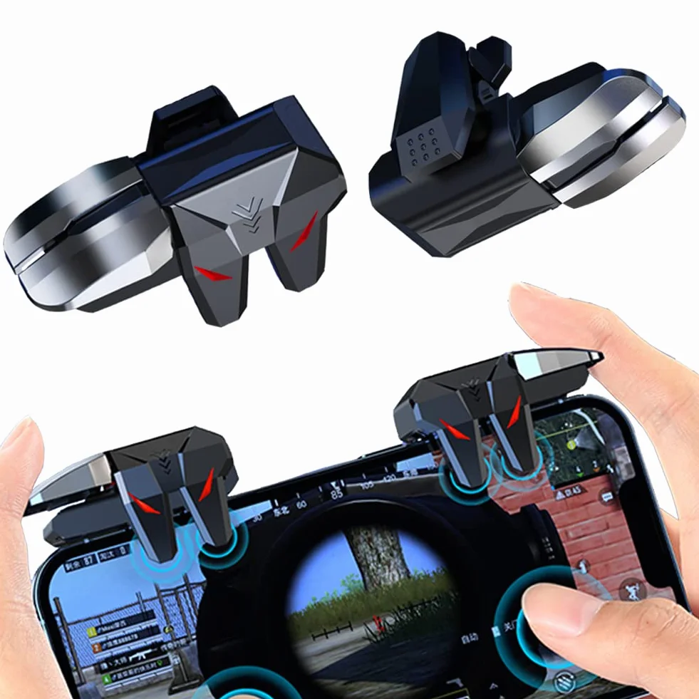 Ozkak Mobilny kontroler wyzwalacze do gier joystick gra telefon L1R1 L2R2 akcesoria do PUBG Call of Duty kompatybilny z iPhone iOS Android Smartphone