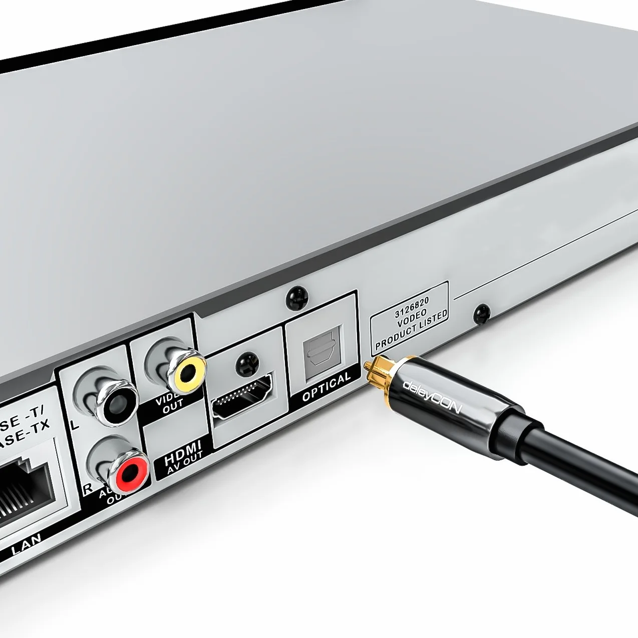 deleyCON 5m Optyczny Kabel Audio Cyfrowy - S/PDIF - 2x Wtyk Toslink - Kabel Światłowodowy LWL Metalowe Wtyki 5mm Elastyczny - Czarny