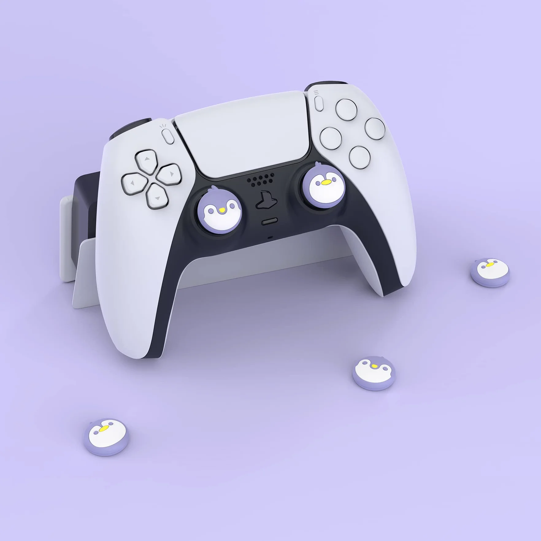 PlayVital 4PCS Thumb Grip Caps do ps5 Controller Nakładki na kciuk do ps4,Analogowa Osłona Sztyftu kompatybilny z Xbox Series X/S,Uchwytami na Kciuki do Switch Pro-Jasny Fiolet