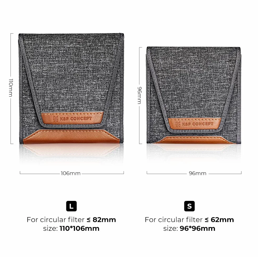 K&F Concept Osłona filtra obiektywu, szary, S, Dodatkowa torba