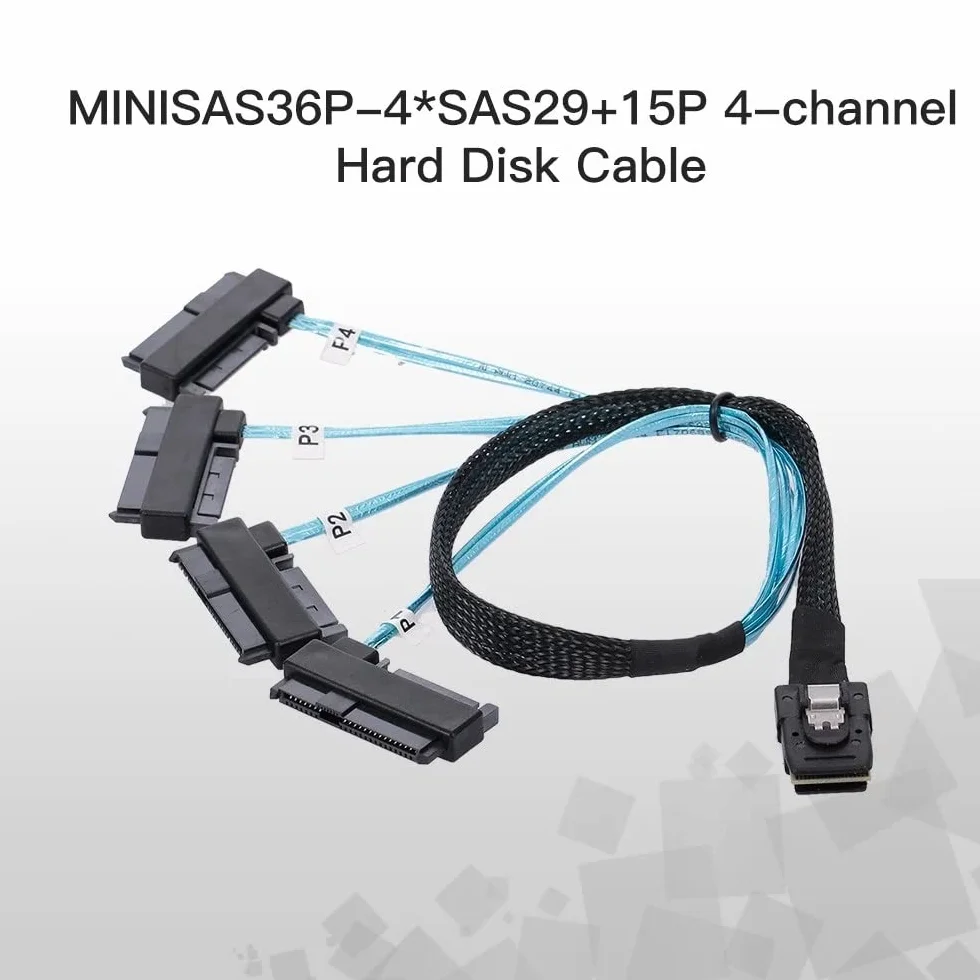 CY Wewnętrzny kabel Mini SAS 4 X SFF-8087, 36Pin, Host do SAS, dysk twardy SFF-8482, 29 piny, kabel docelowy Fanout z IDE Power 100 cm