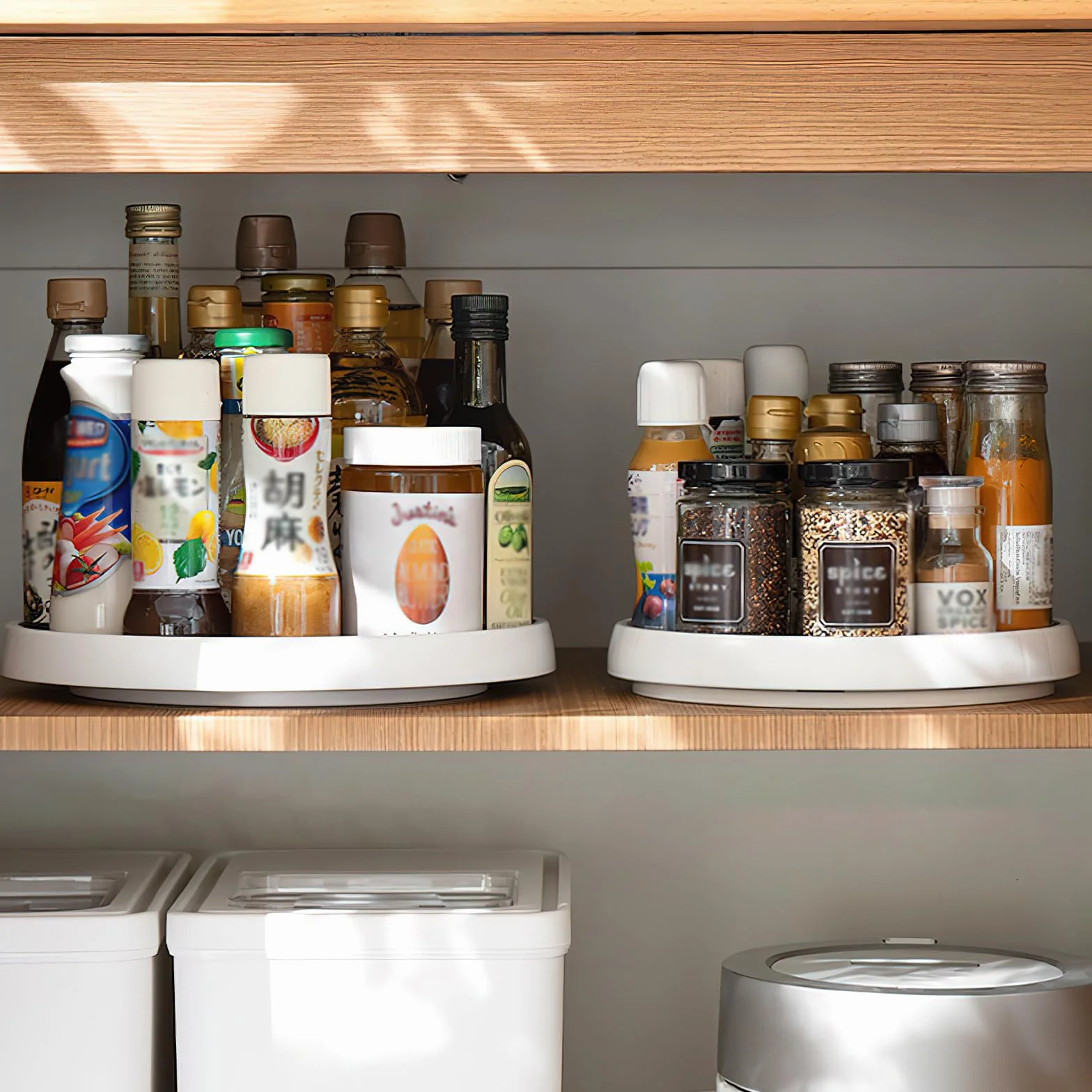Lodówka talerz obrotowy obrotowa półka na przyprawy, 2 sztuki Lazy Susan talerz obrotowy organizer kuchenny, wytrzymały i antypoślizgowy Kitchen organizer do lodówki, talerz obrotowy do lodówki kuchni