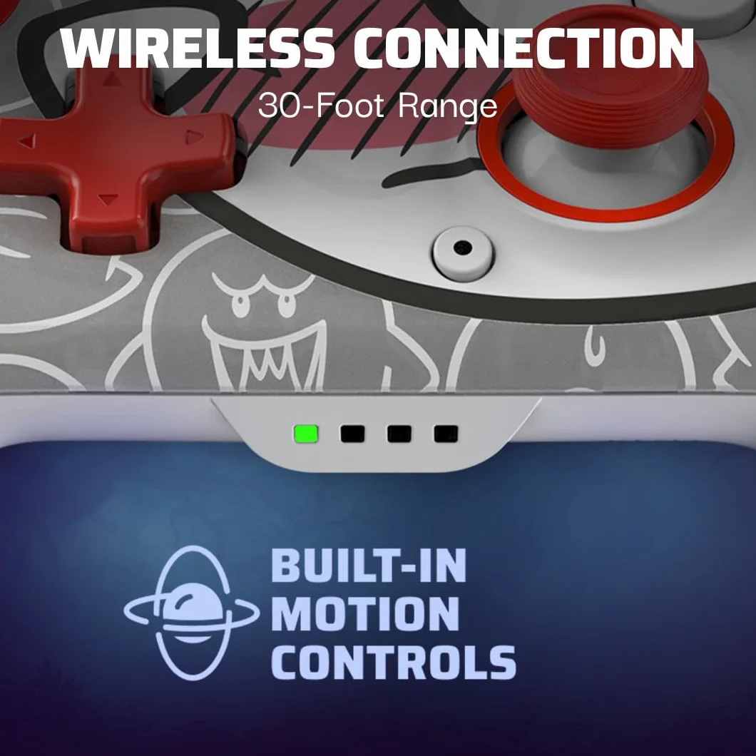 Nintendo Switch Rematch GLOW Wireless Controller Boo-Hoo Biały Czerwony 600mAh