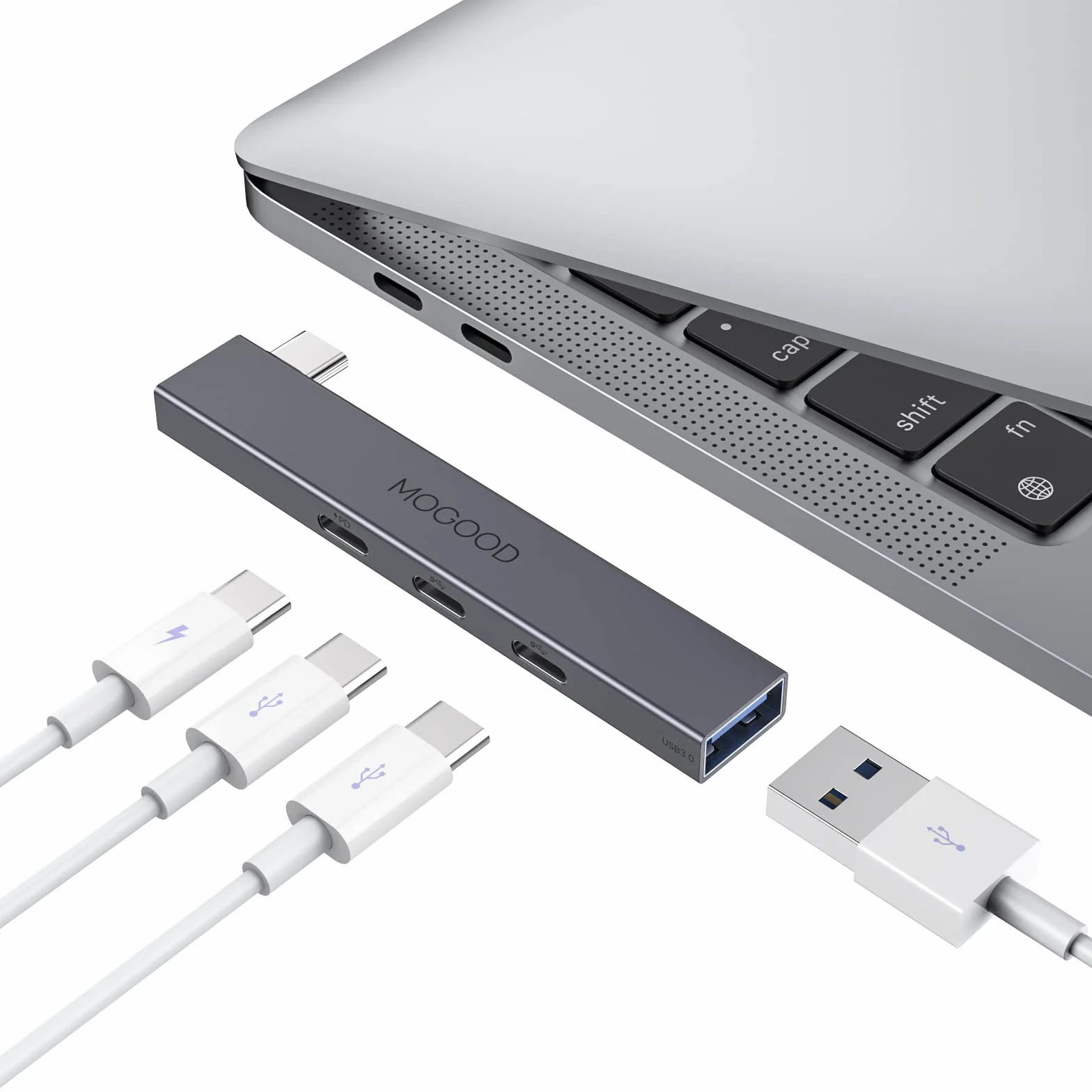 MOGOOD USB C Hub rozdzielacz USB C do laptopa, wieloportowy adapter z 60 W PD, 5 Gbps, obsługuje MacBook, Chromebook