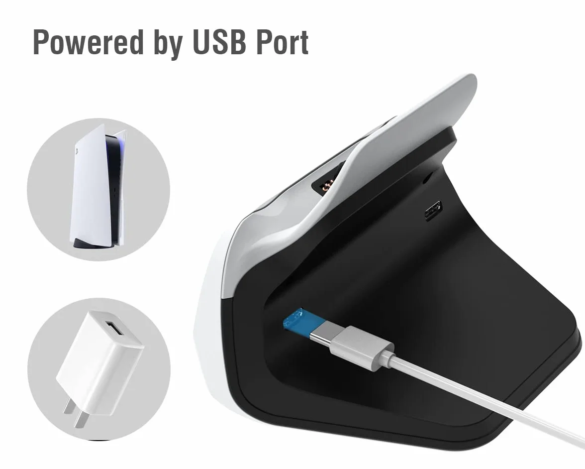 ElecGear Stacja ładująca Solo dla Kontrolera PS5 z Uchwytem ściennym i Biurkiem, Ładowarka USB do PlayStation 5 DualSense