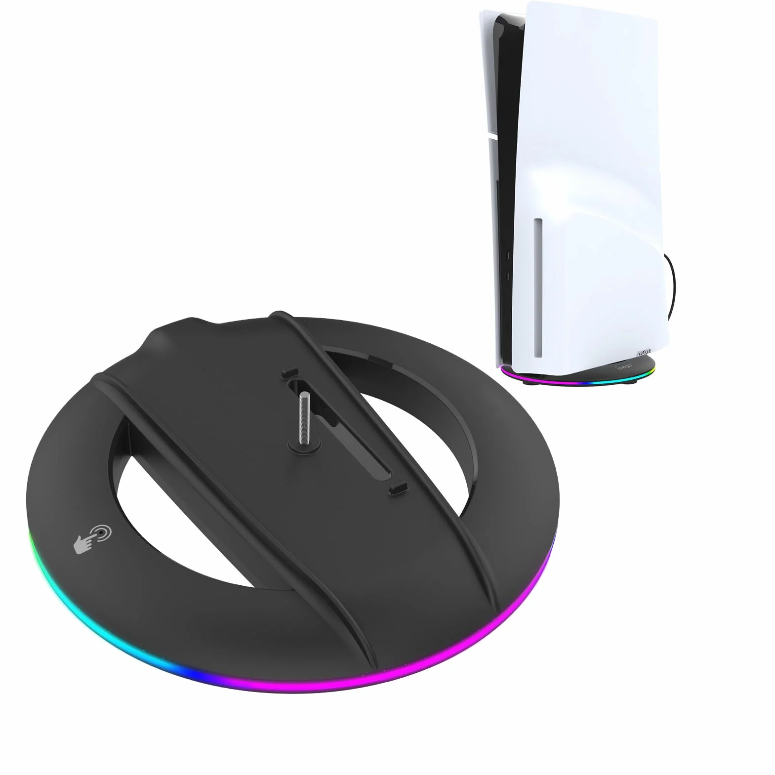 Annadue Pionowe Stoisko dla PS 5 Pro/Slim, Console Gaming Cooling Station Pionowe Uchwyt RGB Akcesorium Podstawowe ze śrubami, Kompatybilne z PS 5 Pro/Slim Edition/Edition Digital