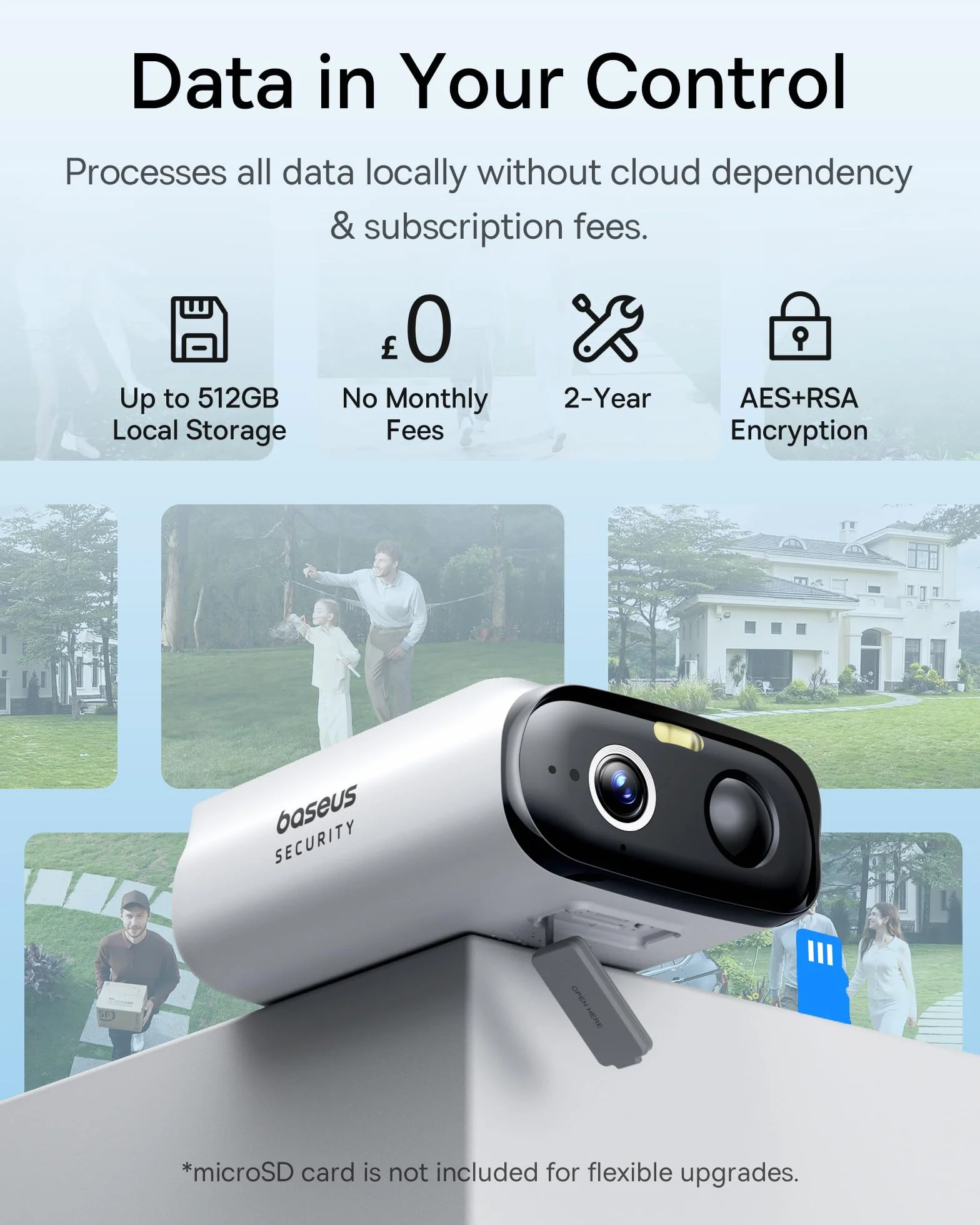 Baseus Security S1 Lite Solocam kamera do monitoringu, zewnętrzna, bateria solarna, WLAN, odporna na warunki atmosferyczne IP67, bezprzewodowa kamera monitorująca do użytku na zewnątrz, 2K 135°