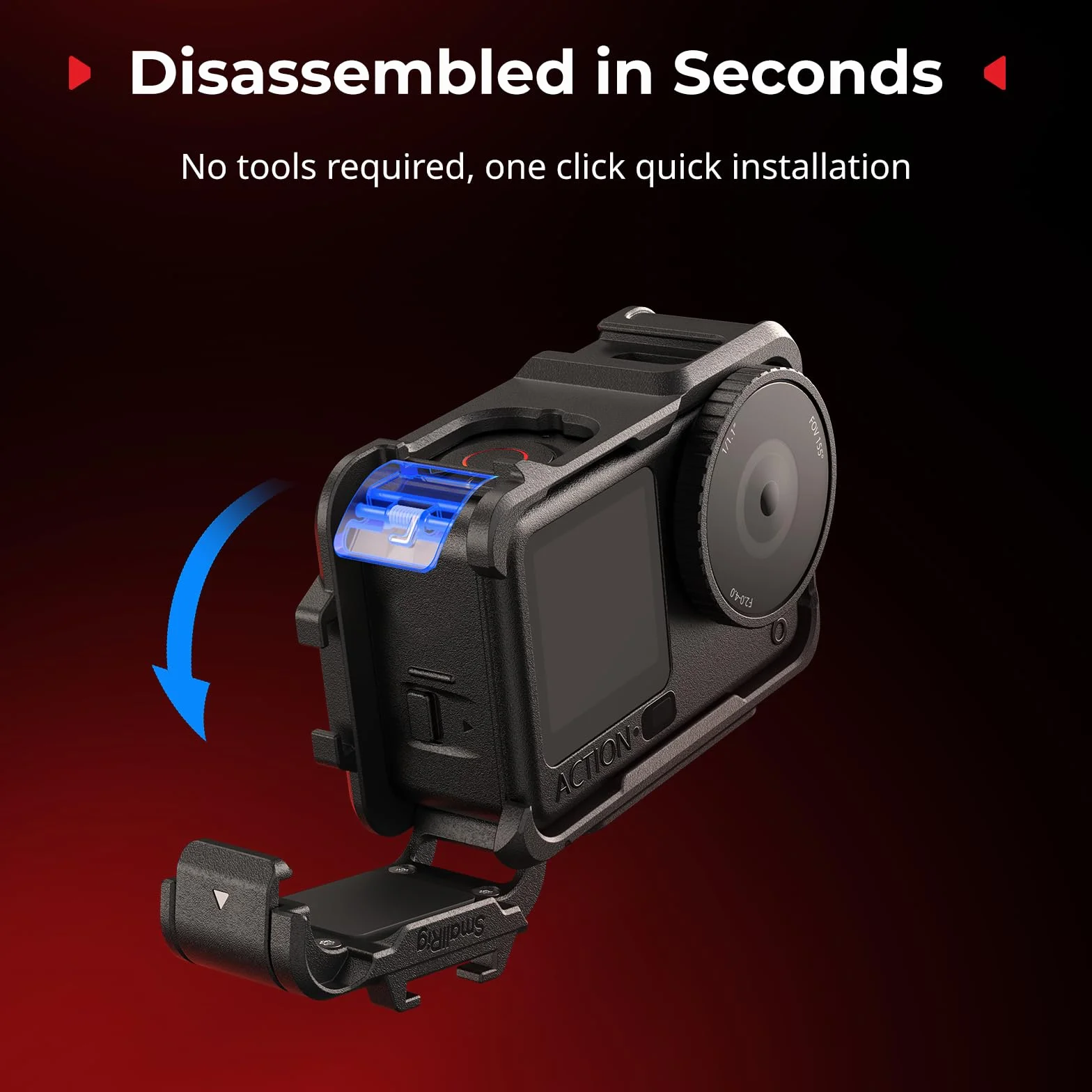 SMALLRIG Klatka do DJI Osmo Action 6 (wersja podstawowa), klatka do kamery z wieloma interfejsami rozszerzeń, rama ochronna z zimną stopką, lekka i stabilna, pełny dostęp design - 5886