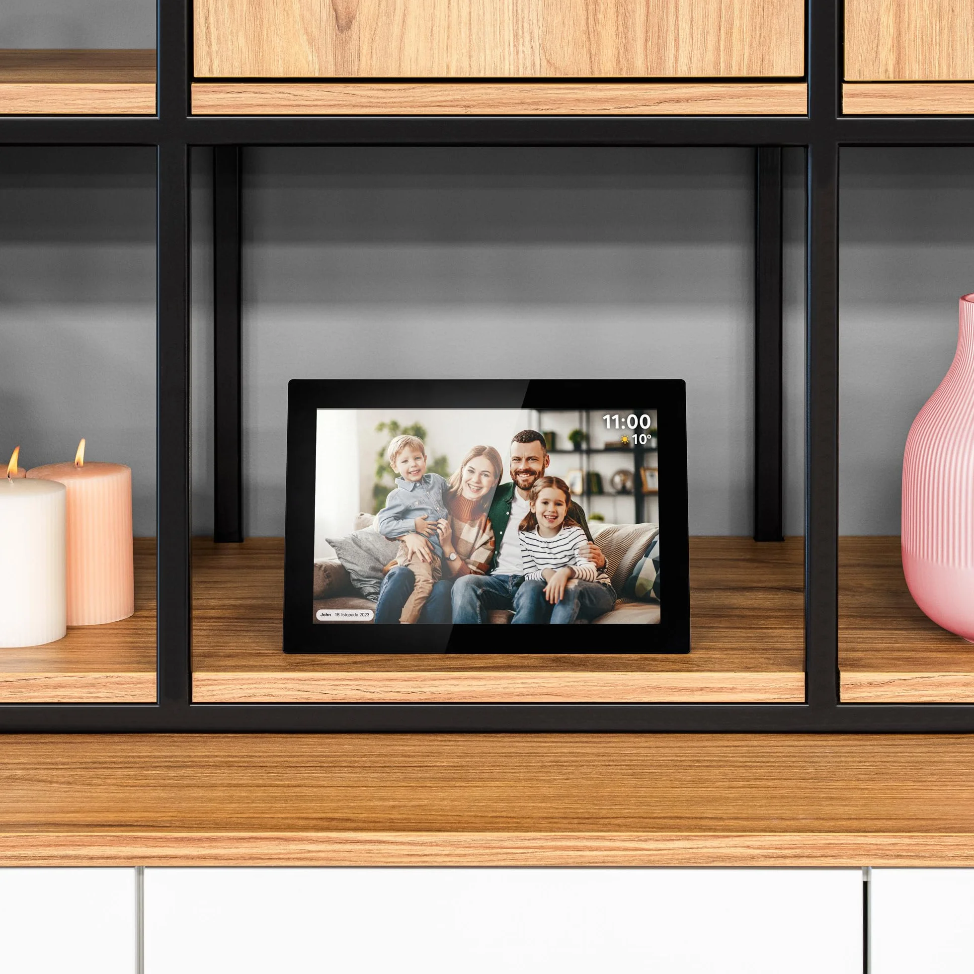 Krüger&Matz Cyfrowa Ramka na Zdjęcia FRAMEO 1280 x 800 px 10,1" Wi-Fi MicroSD Odtwarzanie Klipów Wideo Timer Pogoda Czarna KM1100