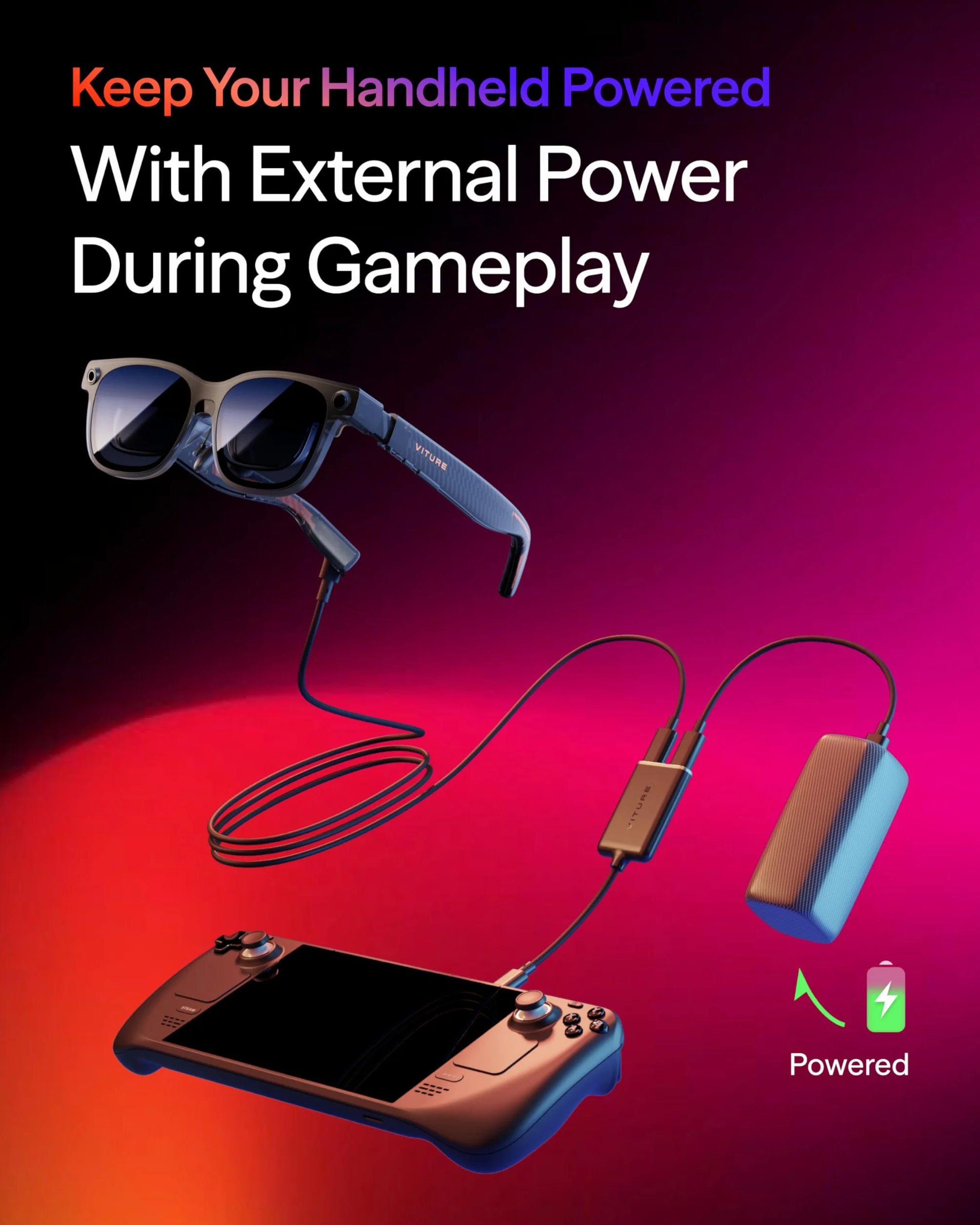 VITURE przejściówka USB-C do okularów i ładowania, Ładowanie i granie, Switch, Steam Deck