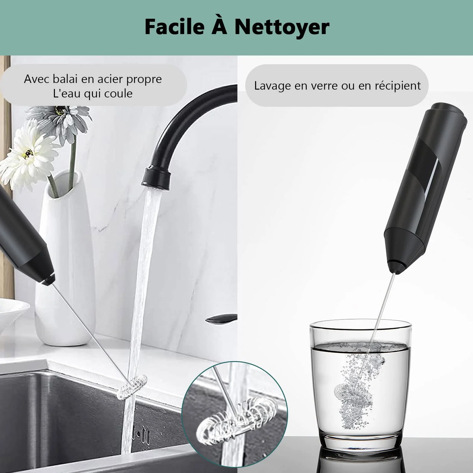 EBUYFIRE Elektryczny spieniacz do mleka, spieniacz do mleka na baterie z mini blenderem, mini blenderem, kremem do mleka latte i whisky, kawa, cappuccino, gorąca czekolada.