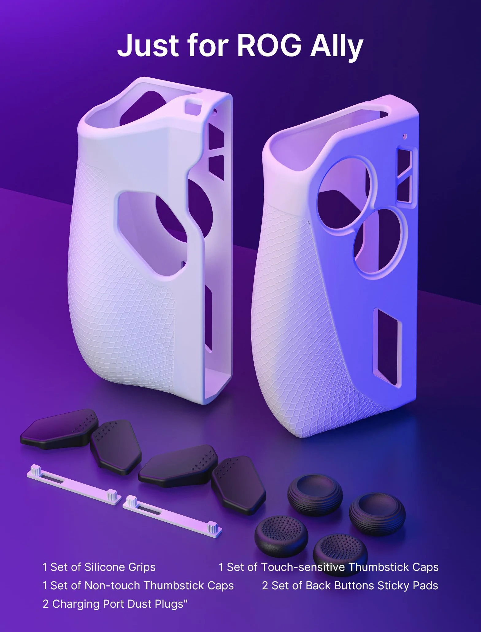 JSAUX Silikonowe etui ochronne kompatybilne z ROG Ally, ROG Ally Grip Skin, ROG Ally Grip Skin, nakładki na kciuki, Back Button Sticky Pad, silikonowe etui, akcesoria Asus Rog Ally 2023 - PC0201