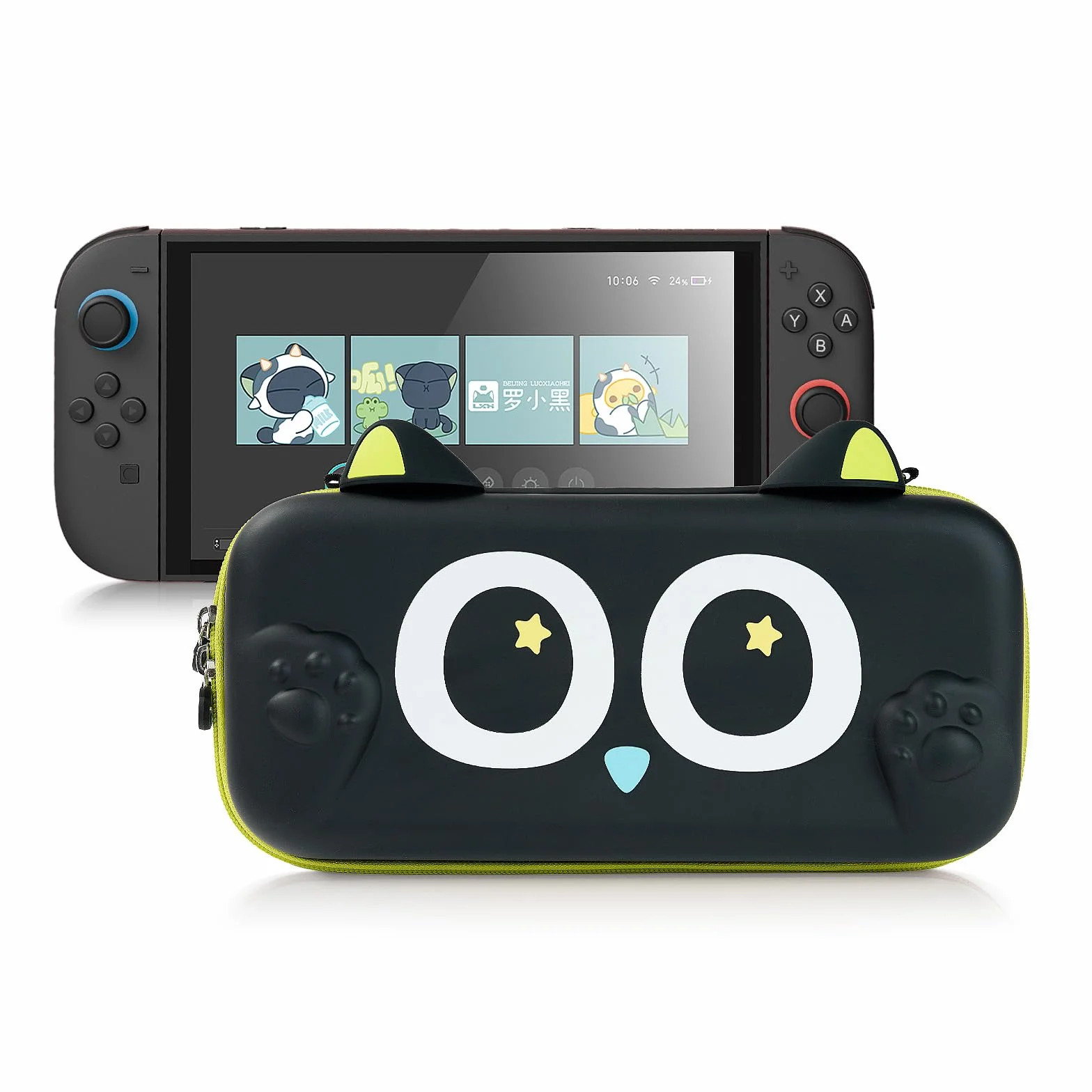 GeekShare Torby o dużej pojemności do Switch 2 (2025), twarda torba do przenoszenia, etui ochronne z miejscem do przechowywania gier, konsoli i akcesoriów (Luo Xiaohei)