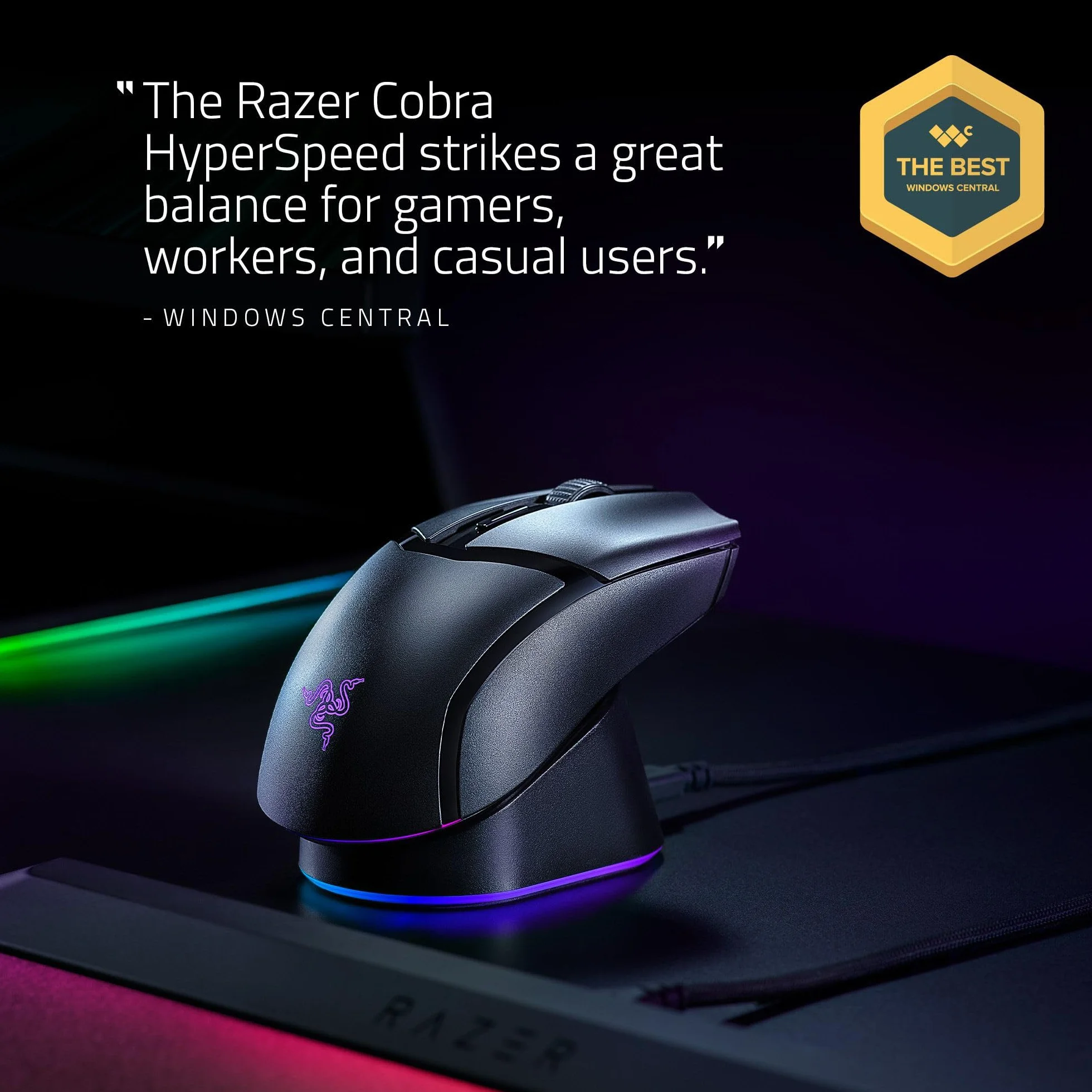 Razer Cobra HyperSpeed bezprzewodowa mysz do gier 62g 26K dpi 1000 Hz Bluetooth Czarny