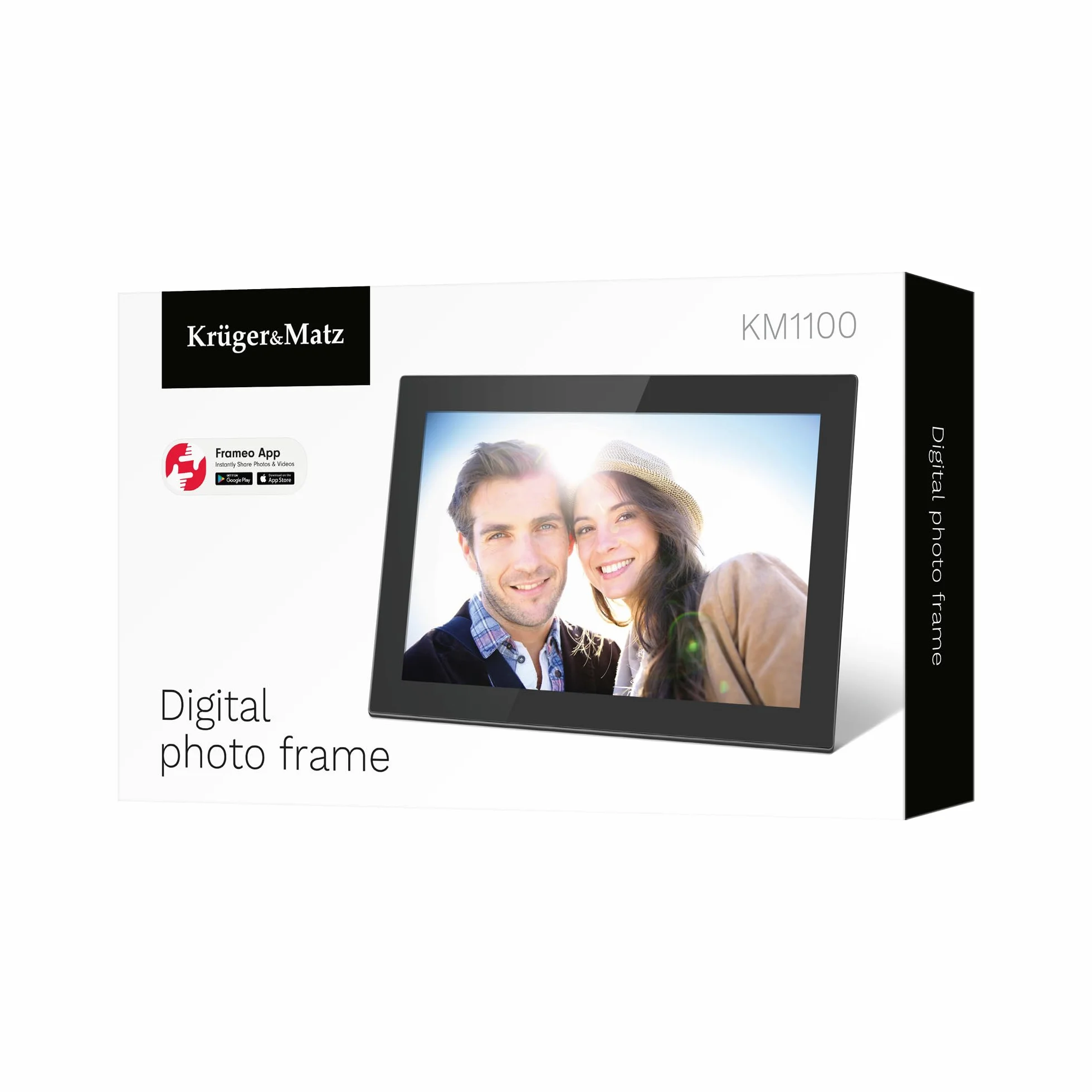Krüger&Matz Cyfrowa Ramka na Zdjęcia FRAMEO 1280 x 800 px 10,1" Wi-Fi MicroSD Odtwarzanie Klipów Wideo Timer Pogoda Czarna KM1100