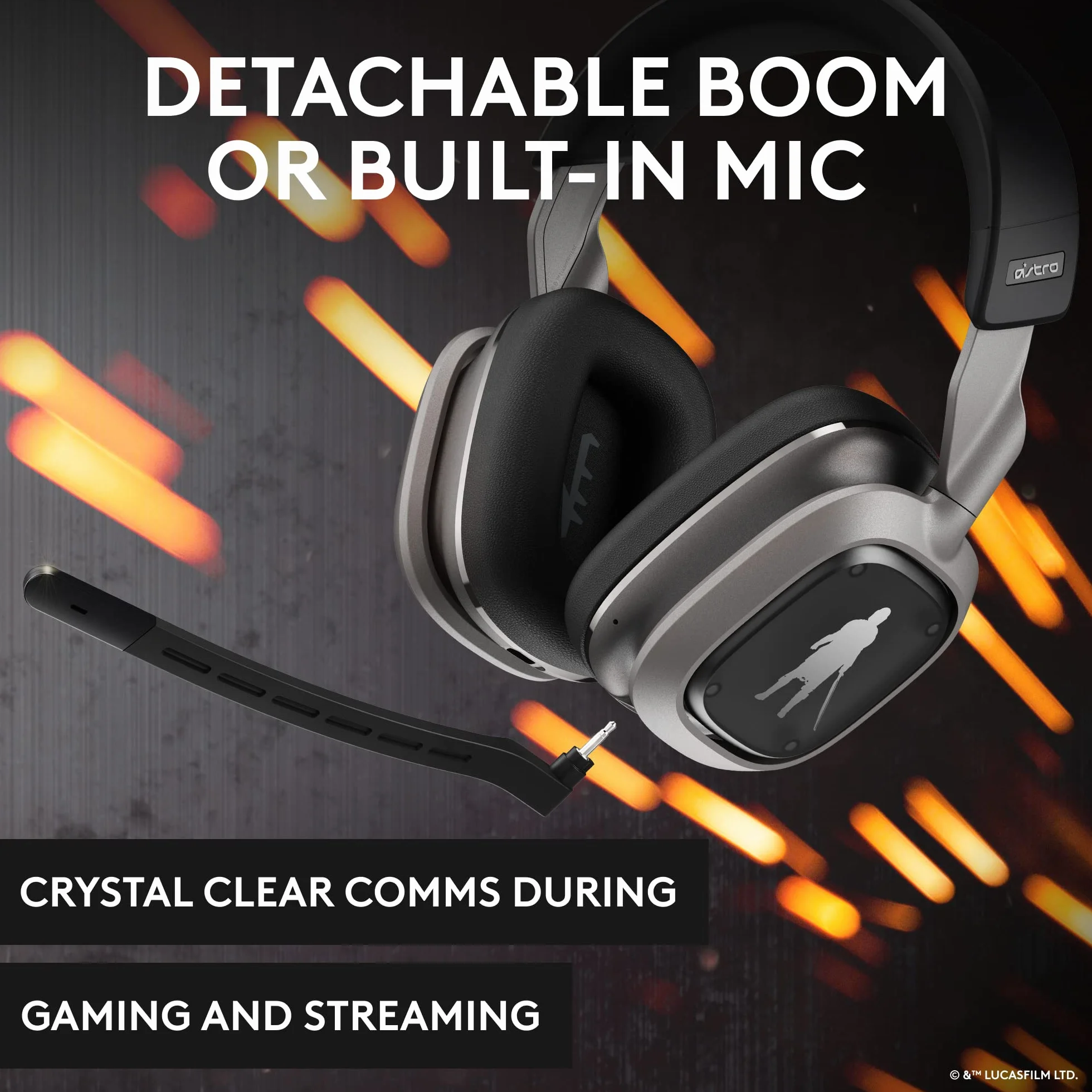 Logitech G Astro A30 Lightspeed Bezprzewodowy Zestaw Słuchawkowy Gamingowy do Xbox - Bluetooth, USB-C, The Mandalorian Edition Srebro