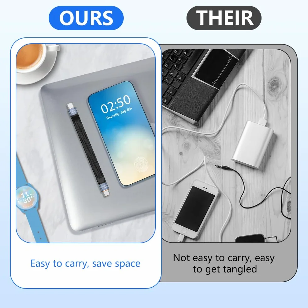 Krótki kabel USB C 13 cm, przenośny brelok, 240 W typ C męski na męski 40 Gbps szybkie ładowanie transfer danych miękki kabel FPC do telefonów iPada Tablet Urządzenie - czarny