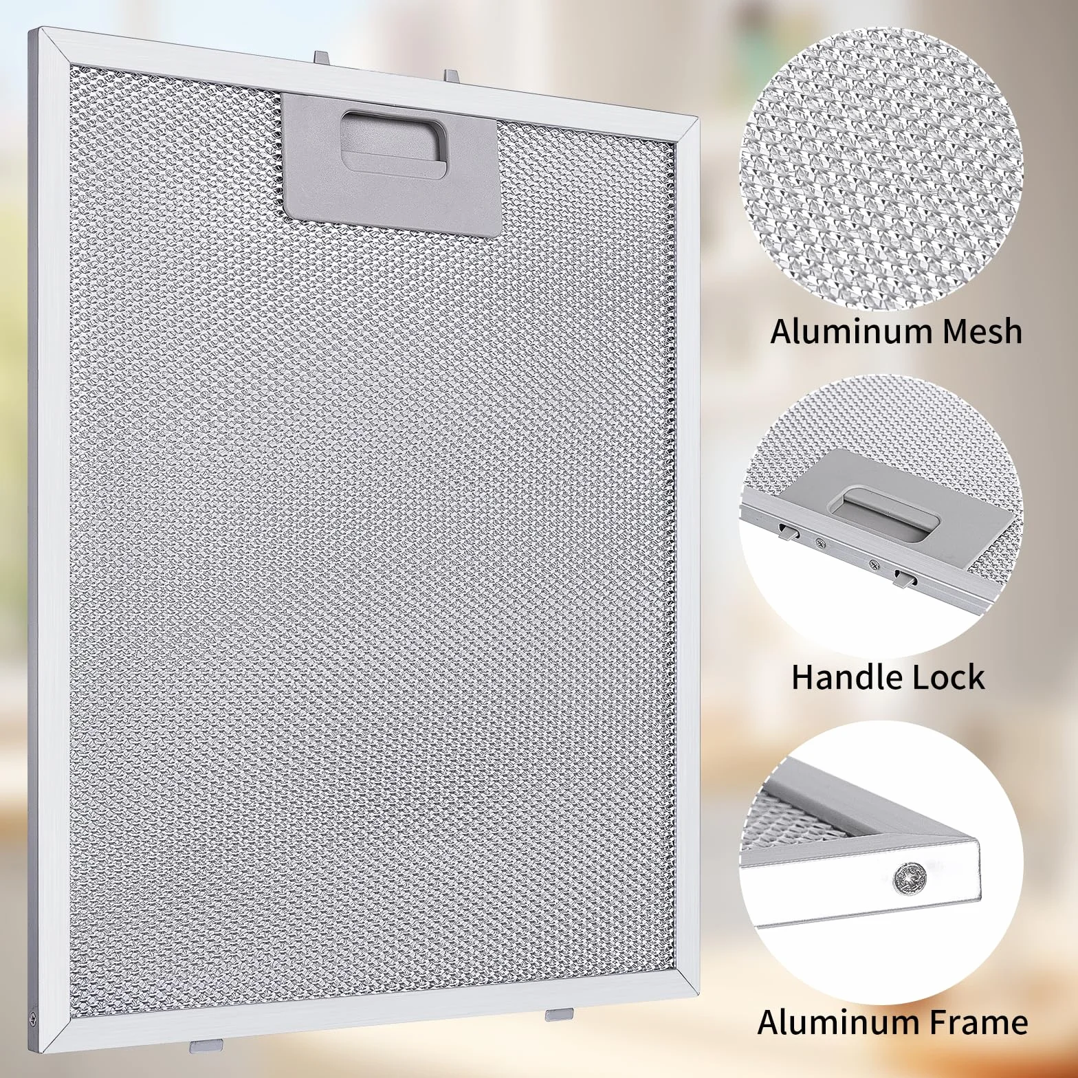 2-pak metalowych filtrów przeciwtłuszczowych do okapu kuchennego - 320 x 260 mm, aluminiowy filtr przeciwtłuszczowy, filtr zamienny, metalowy filtr przeciwtłuszczowy do okapów kuchennych