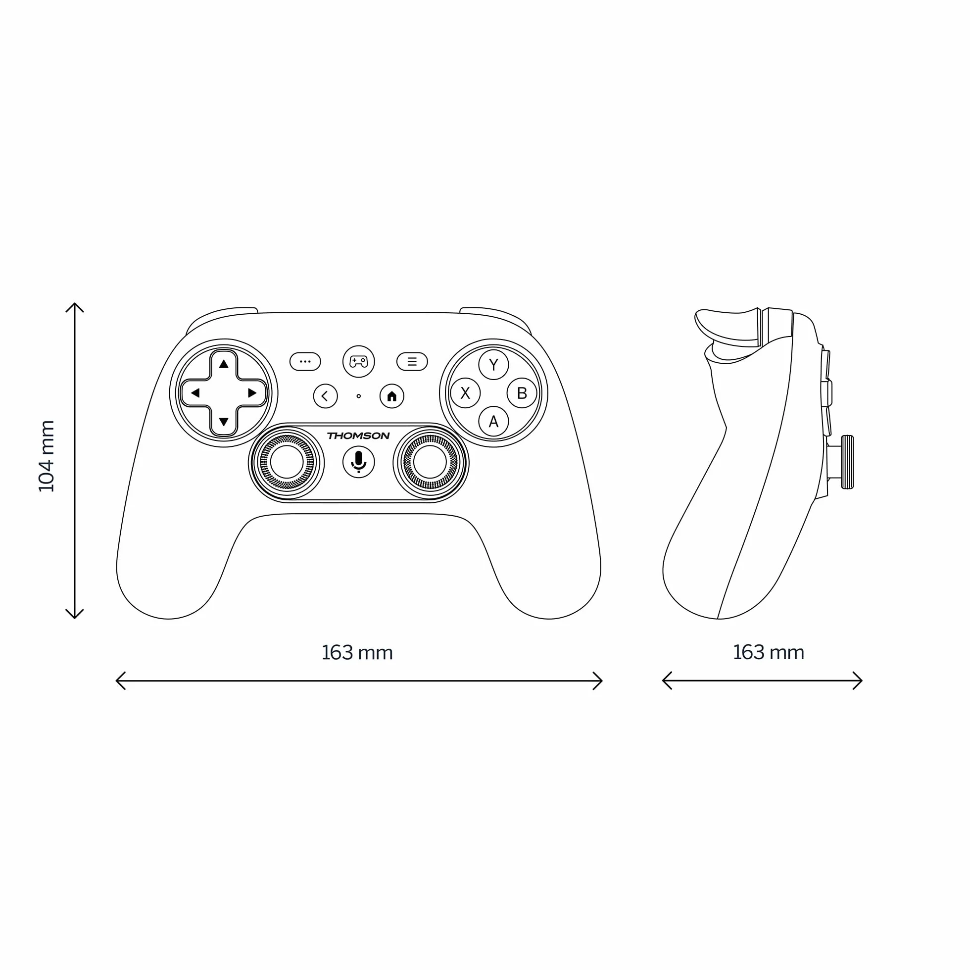THOMSON Bezprzewodowy Gamepad Bluetooth 6-Osiowy Żyroskop USB-C Kontroler do Android iOS Windows
