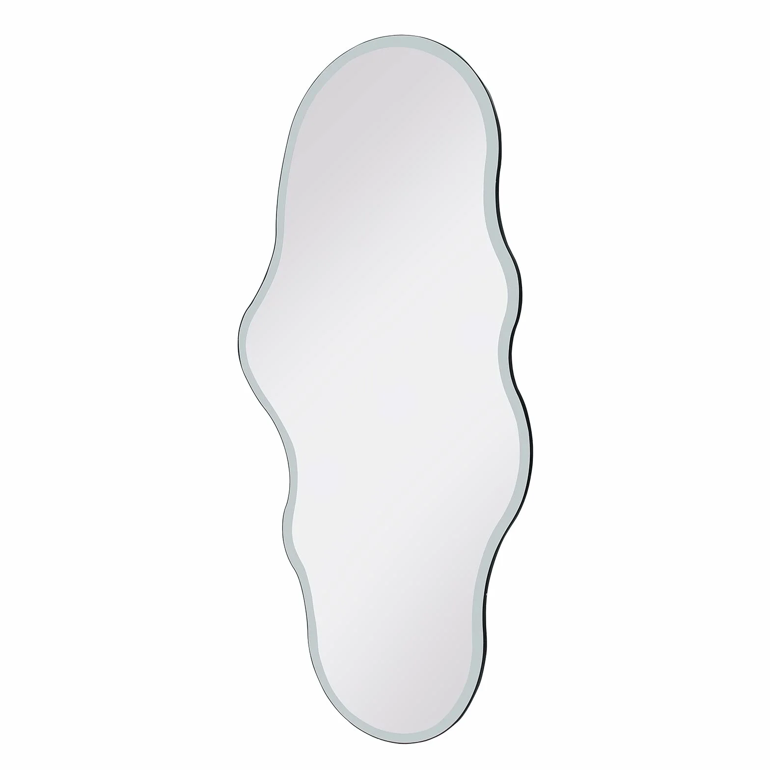 Lustro bez ramy, pełnowymiarowe, 120 x 59 cm, nieregularny kształt, białe – do sypialni, łazienki, salonu, toaletki i na ścianę