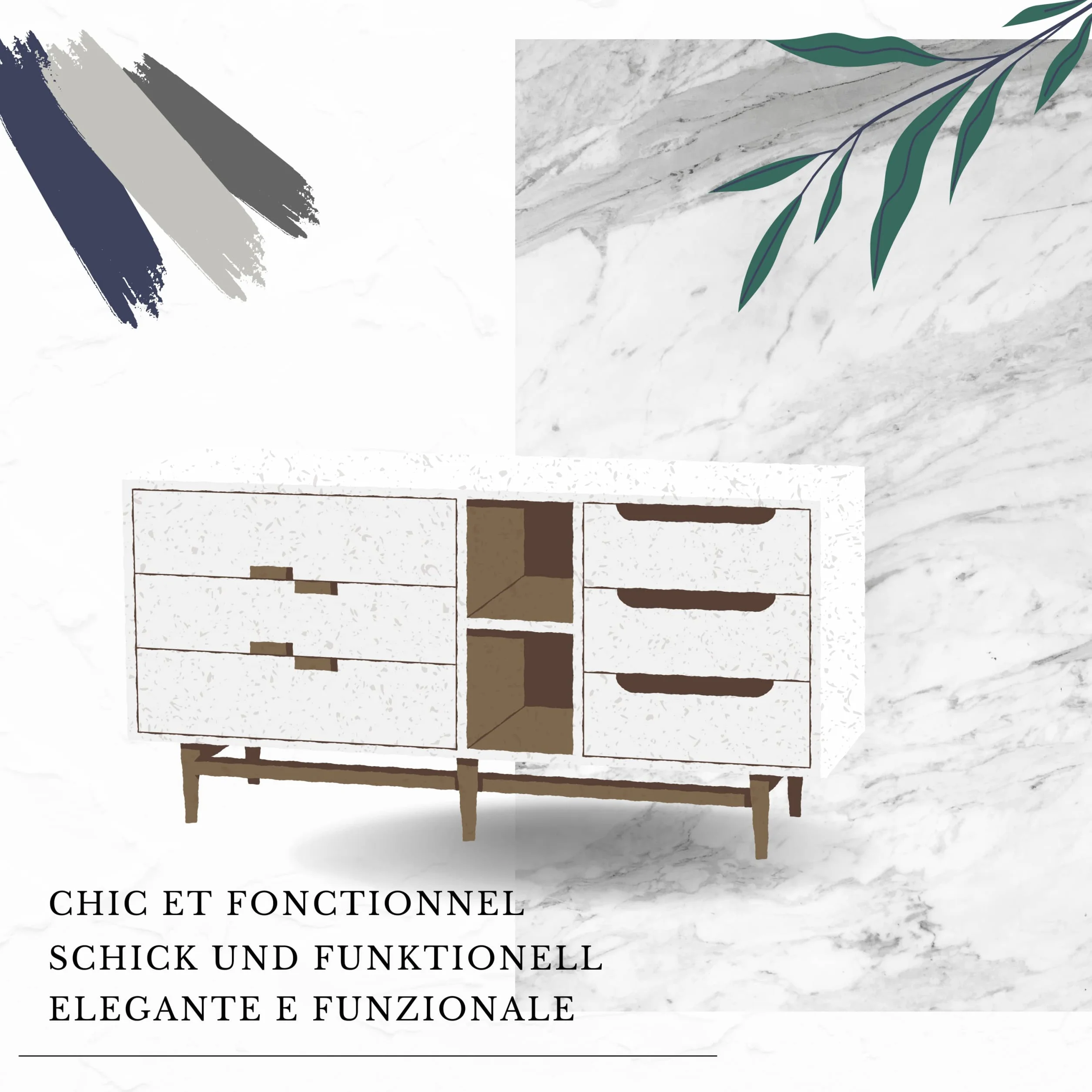 meble masztalerz Komoda Biała 70 cm Matowa z 4 szufladami - 70x102x39 cm - Komoda do salonu, sypialni - Szafka z szufladami - Komoda z szufladami