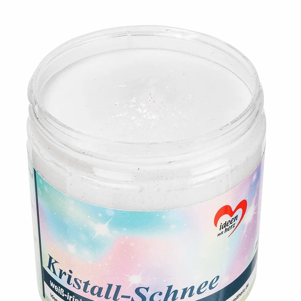 Kryształowy śnieg, biały, dekoracyjna pasta do śniegu do majsterkowania, dekoracyjny śnieg, sztuczny śnieg, 250 ml (biała iryzująca)