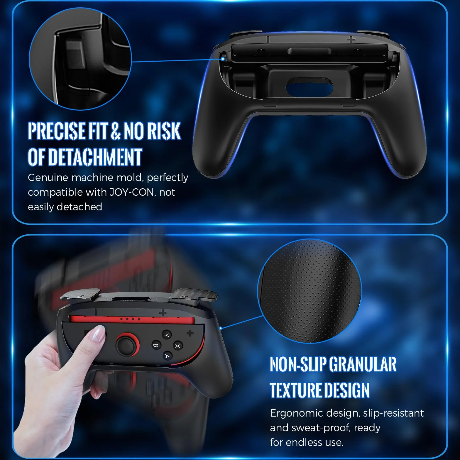 Lmcpa Joy-Con Uchwyty do Nintendo Switch 2 (2025), ergonomiczny, antypoślizgowy zestaw uchwytów, akcesoria do kontrolera Joy Cons, 2 sztuki, czarne