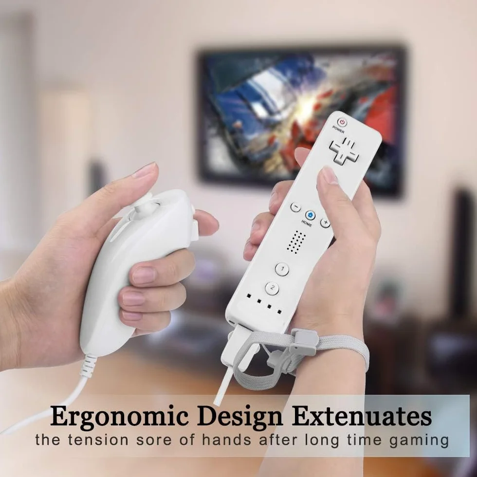 TechKen Pilot Zdalnego Sterowania Wii z Nunchuck, Zamiennik Kontrolera Biały