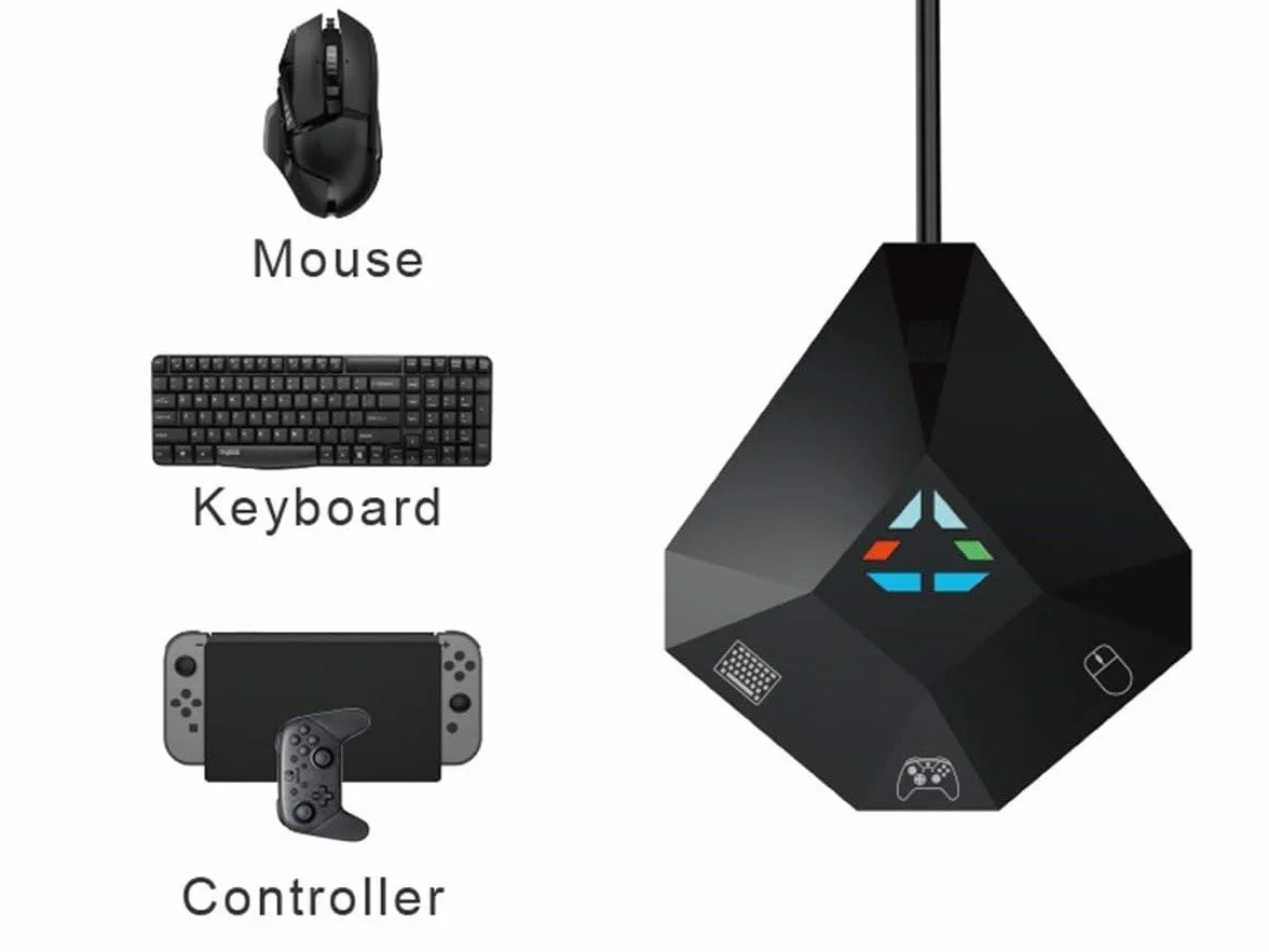 INF Adapter Konwerter myszy i klawiatury dla Nintendo Switch/PS3/PS4/Xbox One/Xbox 360, Konwerter klawiatury i myszy do gier dla konsoli