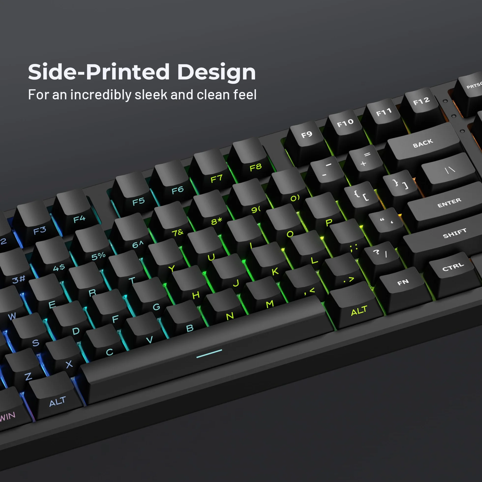 XVX Nasadki klawiszy PBT - nasadki klawiszy z nadrukiem bocznym 60 65 75 100 procent, Double Shot Shine Through Custom Key Caps, zestaw czarnych 136 klawiszy, profil OEM, minimalistyczny styl fantom