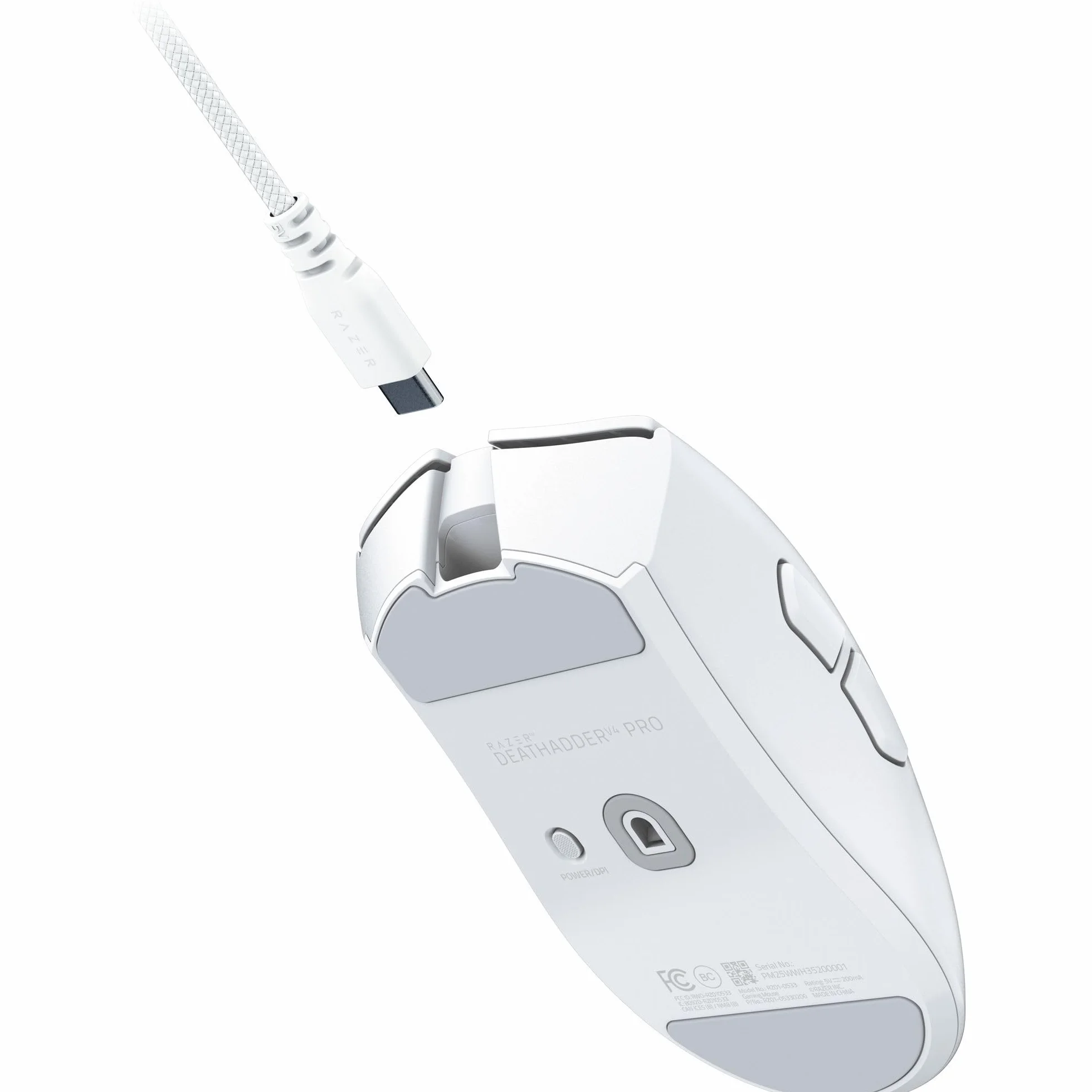 Razer DeathAdder V4 Pro bezprzewodowa mysz ergonomiczna 57 g 2,4 GHz Hyperspeed Focus Pro 45K 8K Hz Polling przełączniki optyczne Gen-4 Biały