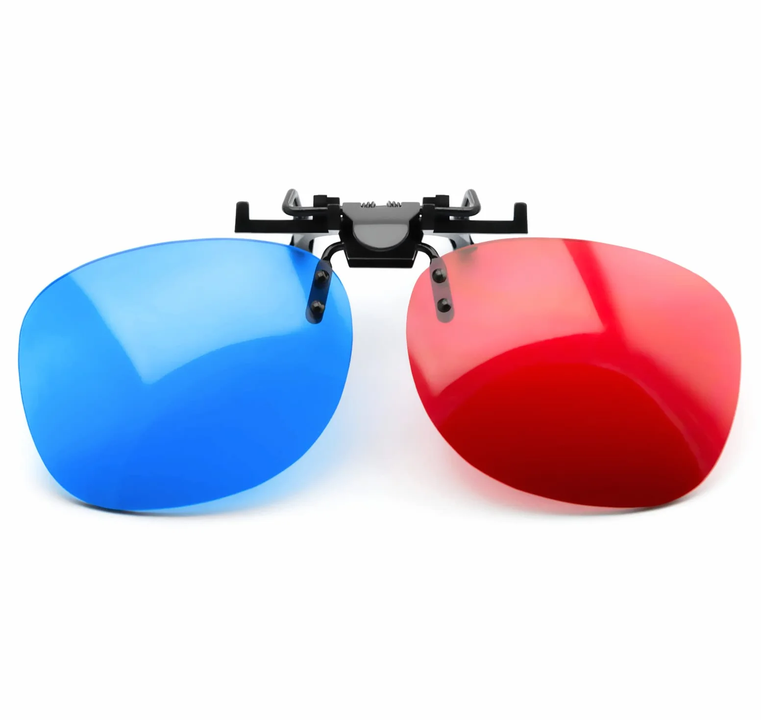 Okulary 3D czerwono-niebieskie Clip-On dla osób noszących okulary czerwony/cyjan (okulary anaglifowe 3D) gry komputerowe itp.