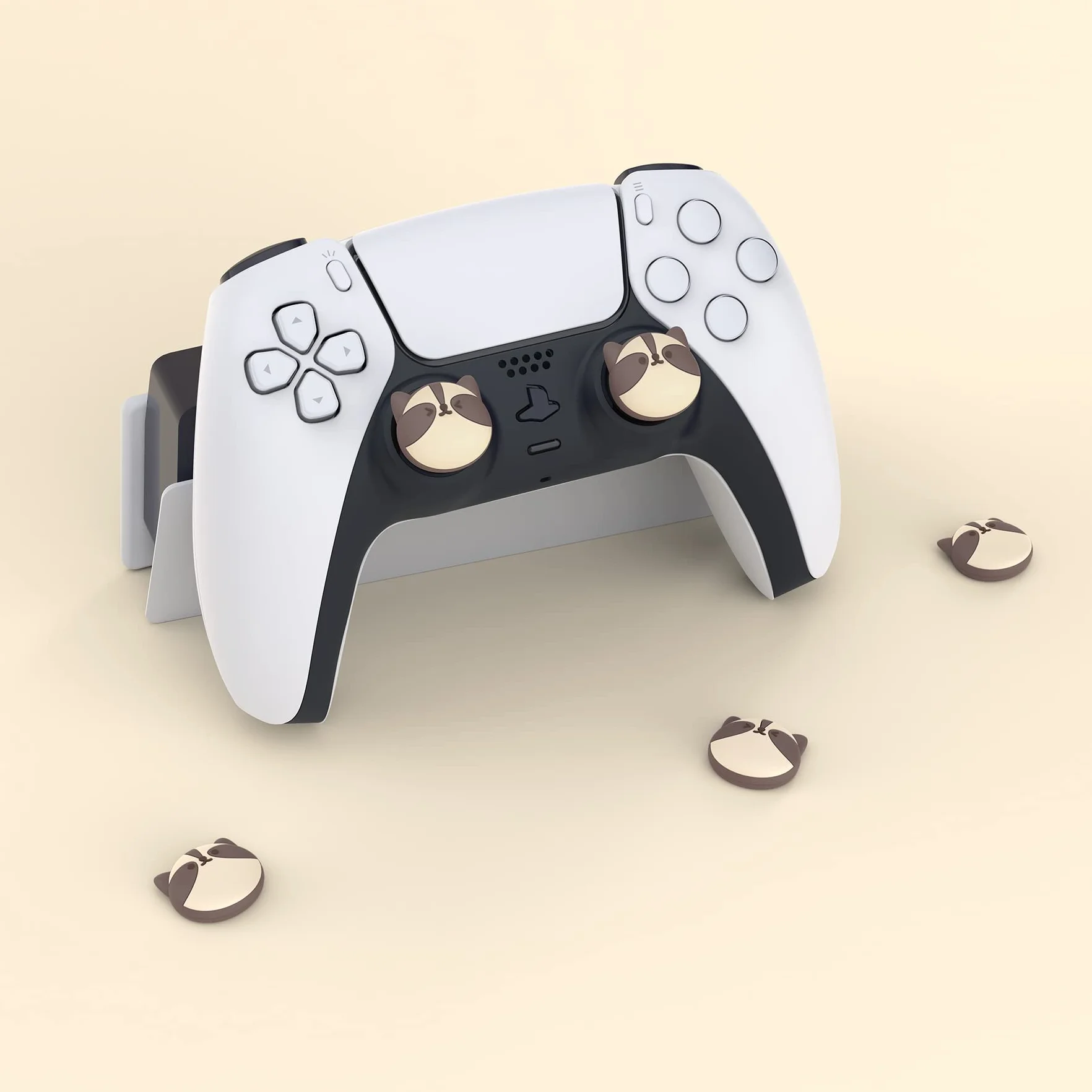 PlayVital 4PCS Thumb Grip Caps do ps5 Controller Nakładki na kciuk do ps4,Analogowa Osłona Sztyftu kompatybilny z Xbox Series X/S,Uchwytami na Kciuki do Switch Pro-Mały Szop Pracz