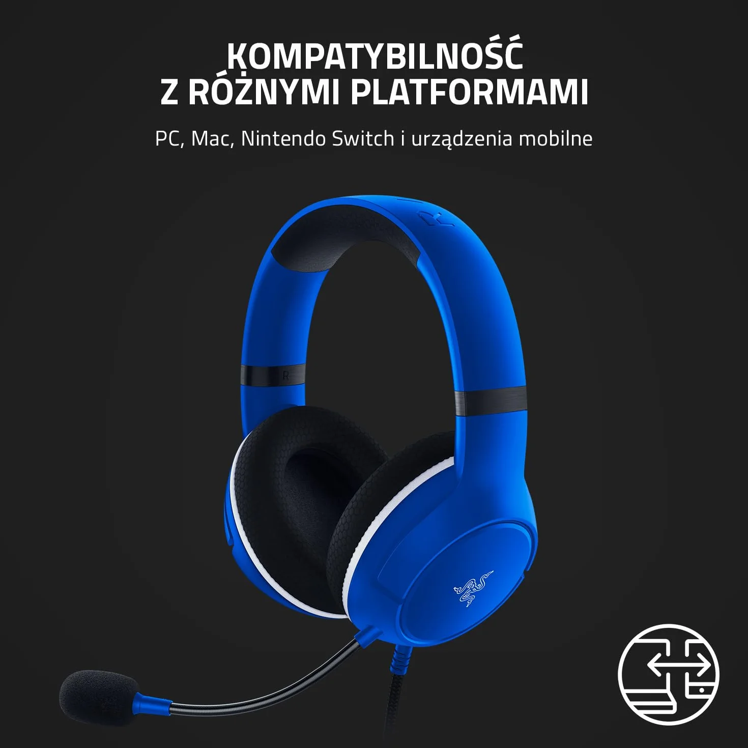 Razer Kaira X Xbox - przewodowy zestaw słuchawkowy dla Xbox Series X|S (50 mm przetworniki TriForce, mikrofon kardioidalny HyperClear, PC, Mac, Nintendo Switch i urządzeń mobilnych) niebieski