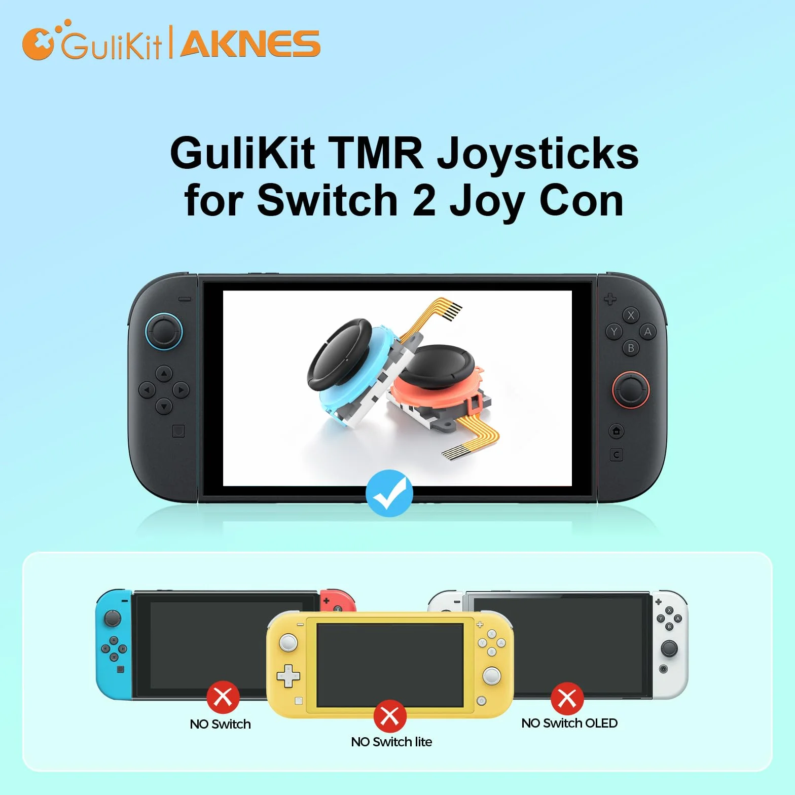 GuliKit TMR Wymiana Joysticka Kompatybilna z Nintendo Switch 2 JoyCon, Odporny na Dryf Czujnik Analogowego Drążka z Narzędziem Naprawczym