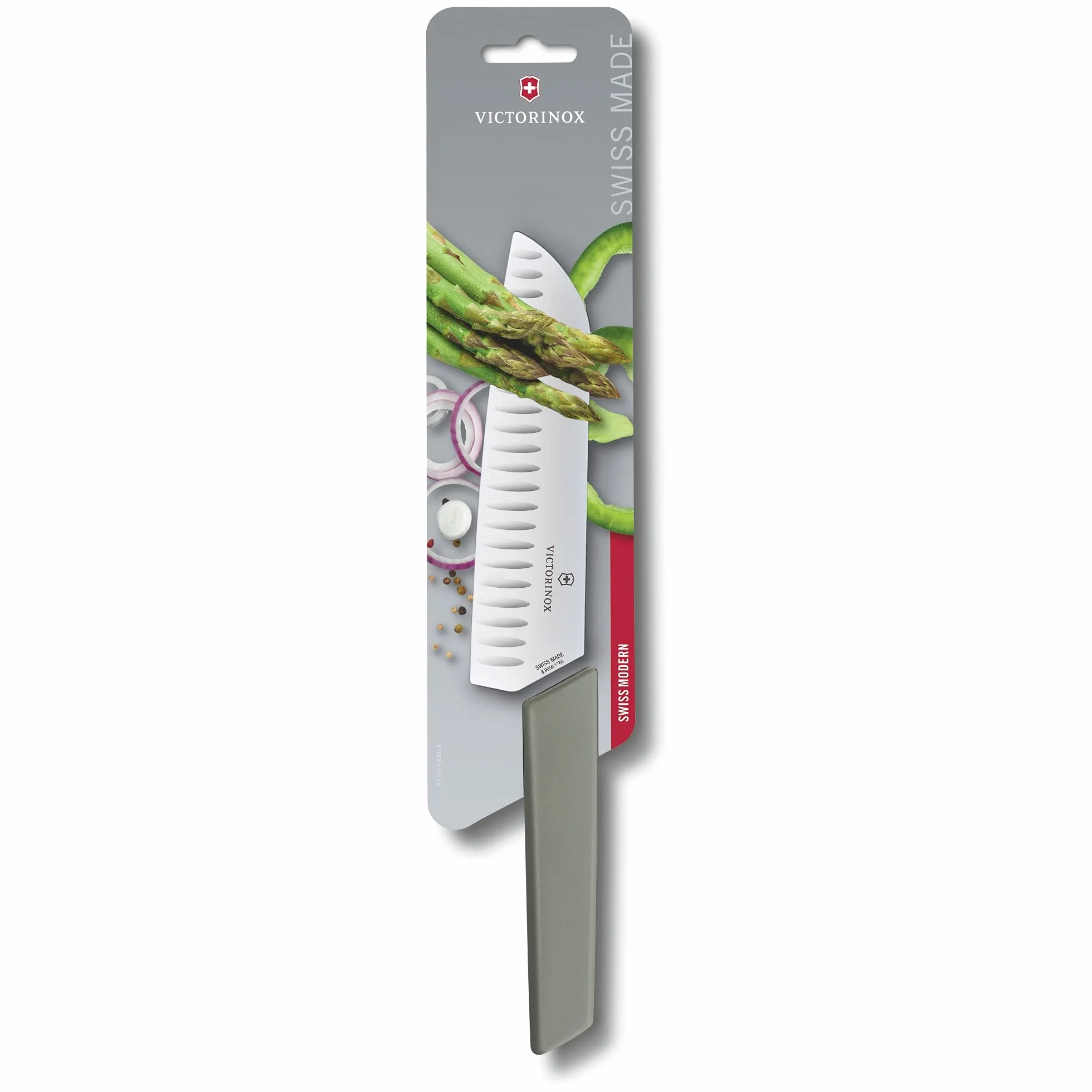 Victorinox Swiss nowoczesny nóż Santoku ze szlifem kulkowym, zielony