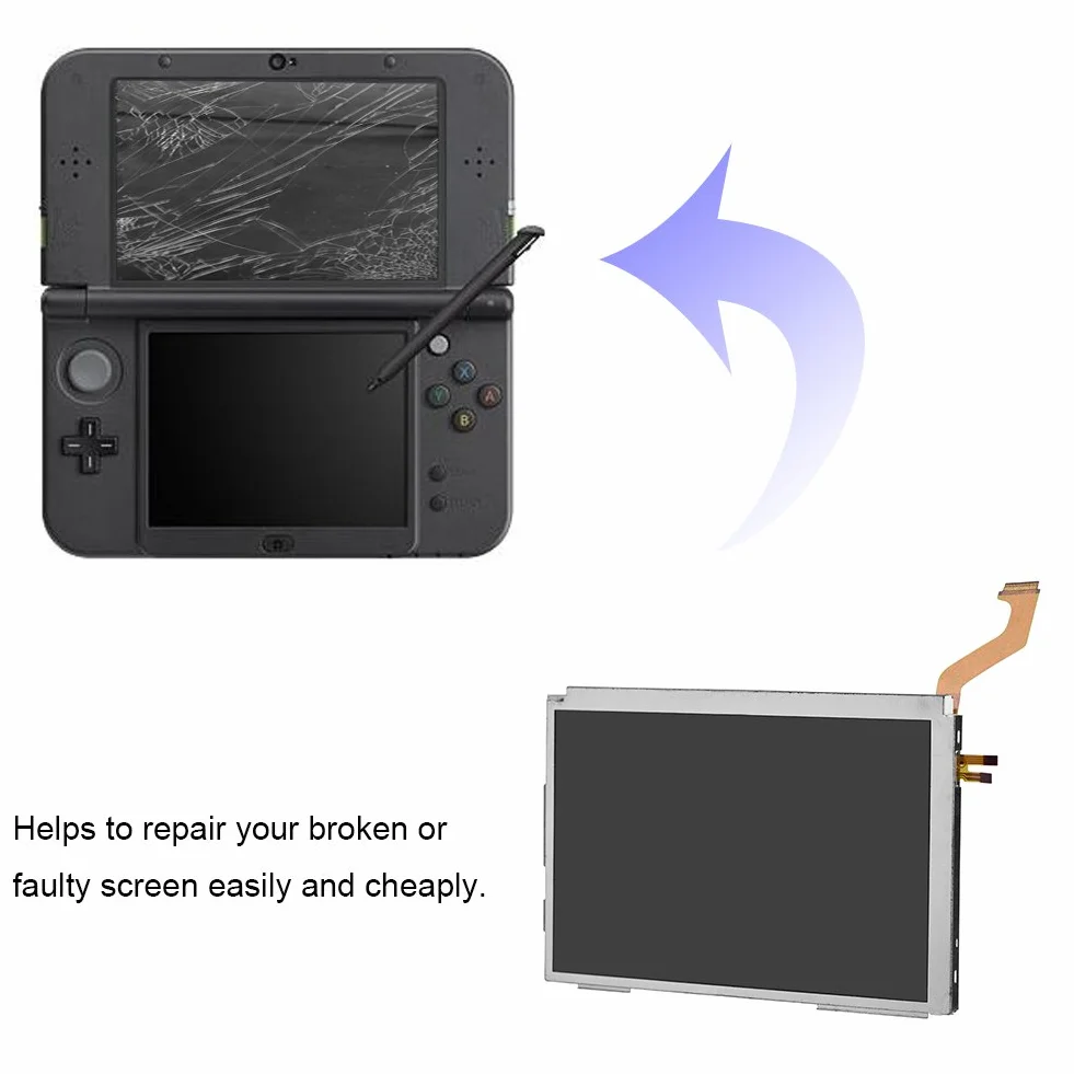 Bewinner Zamienny górny ekran do 3DS XL, część zamienna ekranu LCD do 3DS XL, górny ekran LCD do gier systemowych 3DS XL