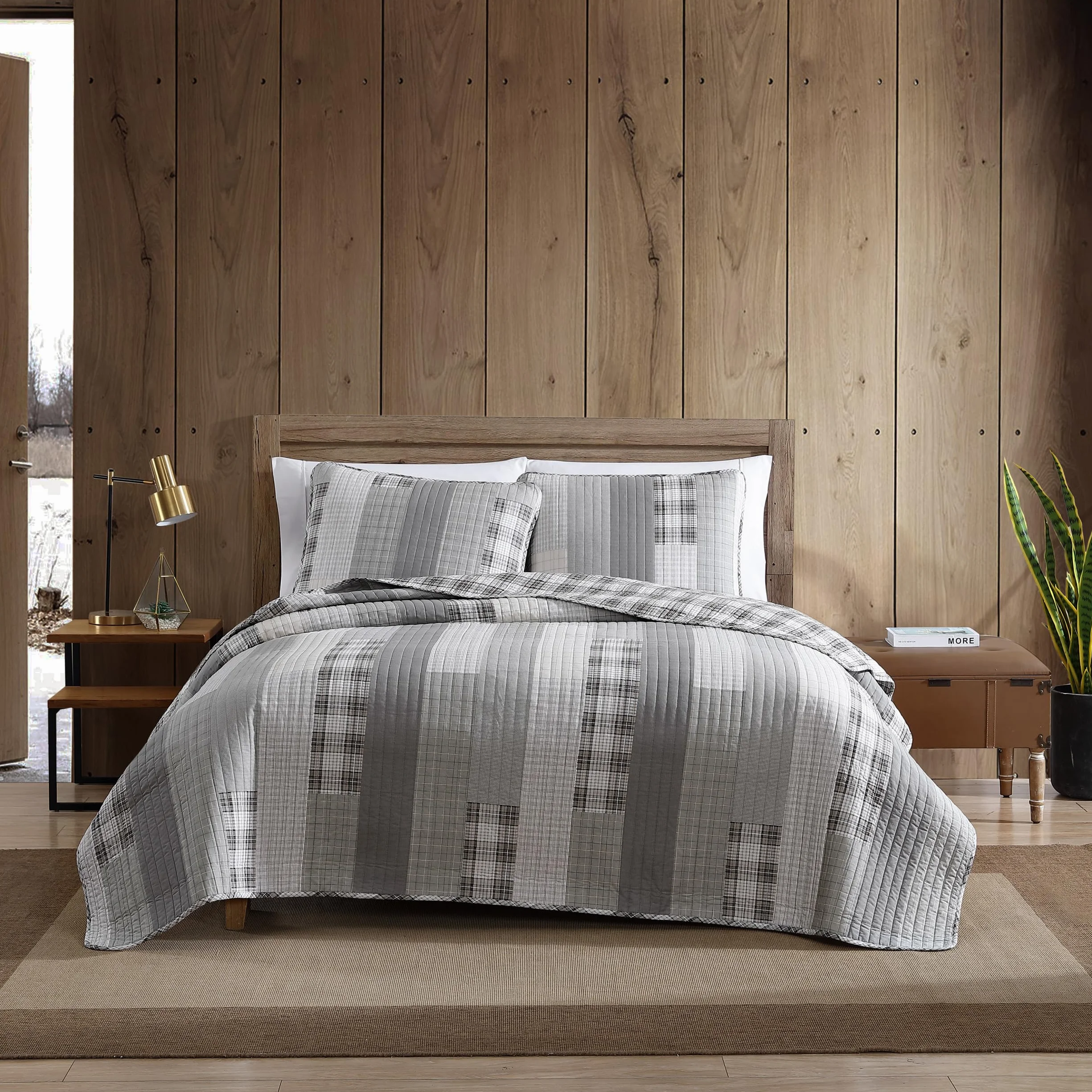 Eddie Bauer Zestaw podwójnych kołder bawełniana dwustronna pościel Fairview Grey Twin