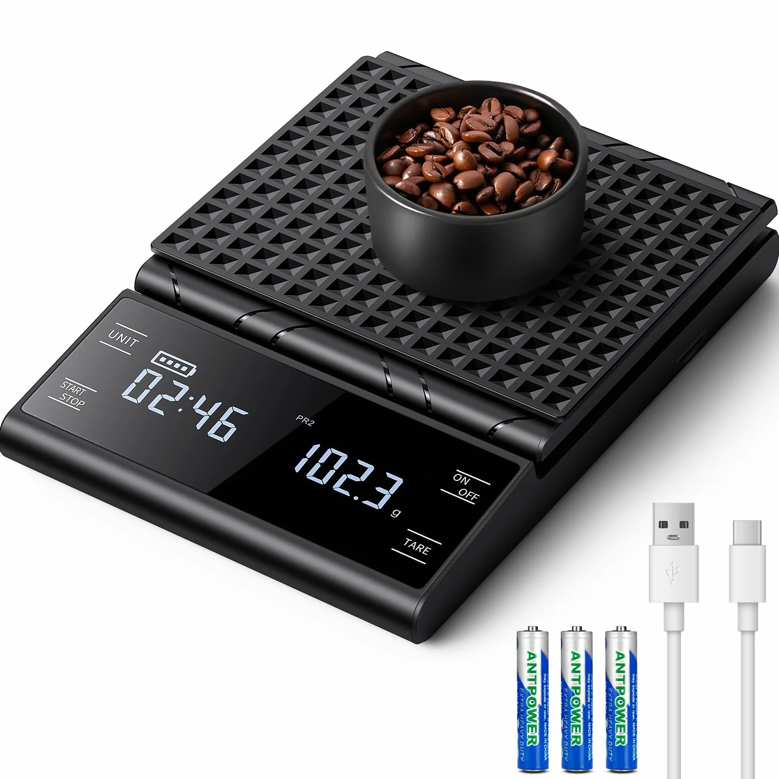 cyfrowa waga do kawy z timerem, wielokrotnego użytku, precyzyjna waga do espresso o zakresie 5 kg/0,1 g, z wyświetlaczem LCD i automatycznym pomiarem czasu