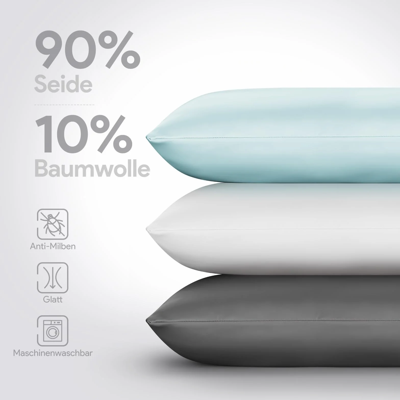 Poszewka na poduszkę 50x75 cm 90% jedwabiu 10% bawełny hipoalergiczna 2 szt. zielona