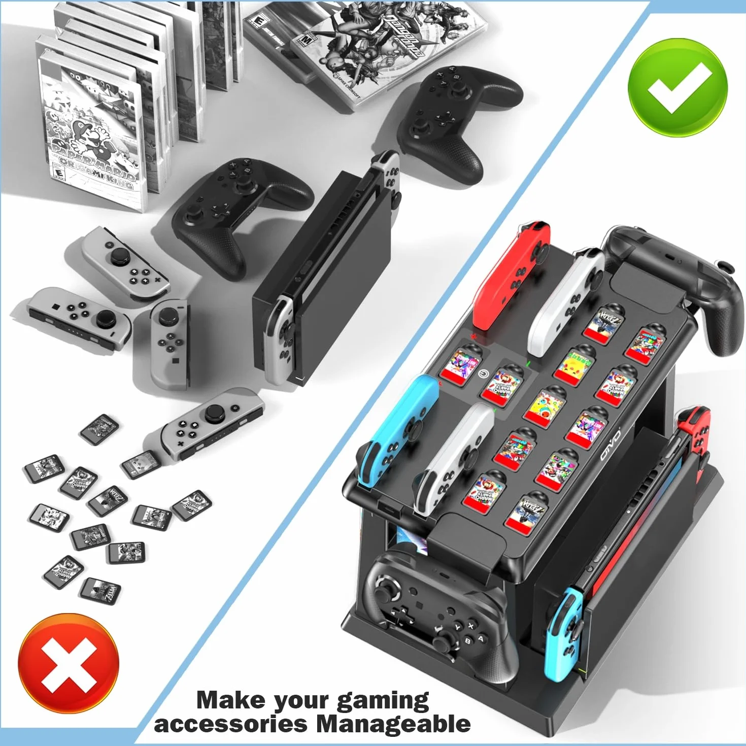 Kytok Switch Stacja Ładująca Kontrolera dla Nintendo Switch/OLED, Przełącznik Pamięci Masowej Gier