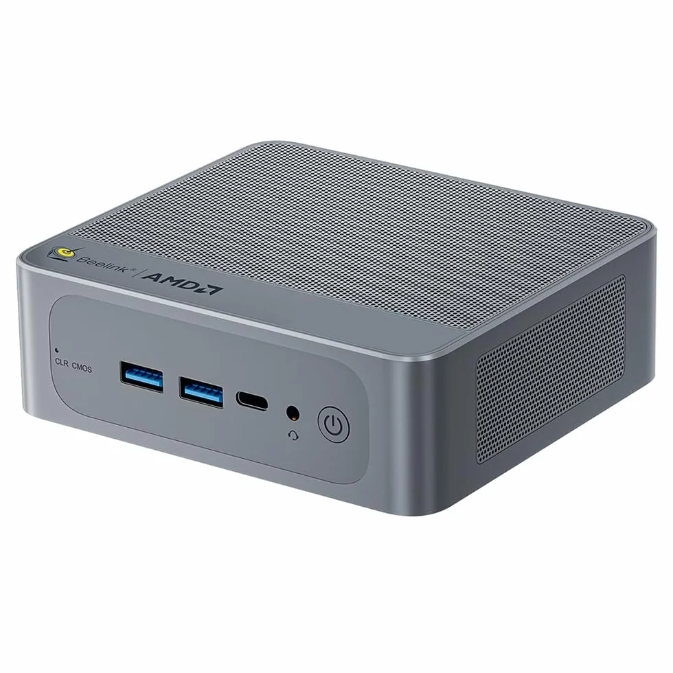 Beelink Mini PC SER5 Max Mini PC z AMD Ryzen 7 7735HS (8C/16T, do 4,75 GHz), 24 GB (12 GB x 2) LPDDR5, SSD M.2 PCIe 500 GB, Bluetooth 5.4/WiFi 6/LAN 2500 Mbps/HDMI/DP/Type-C