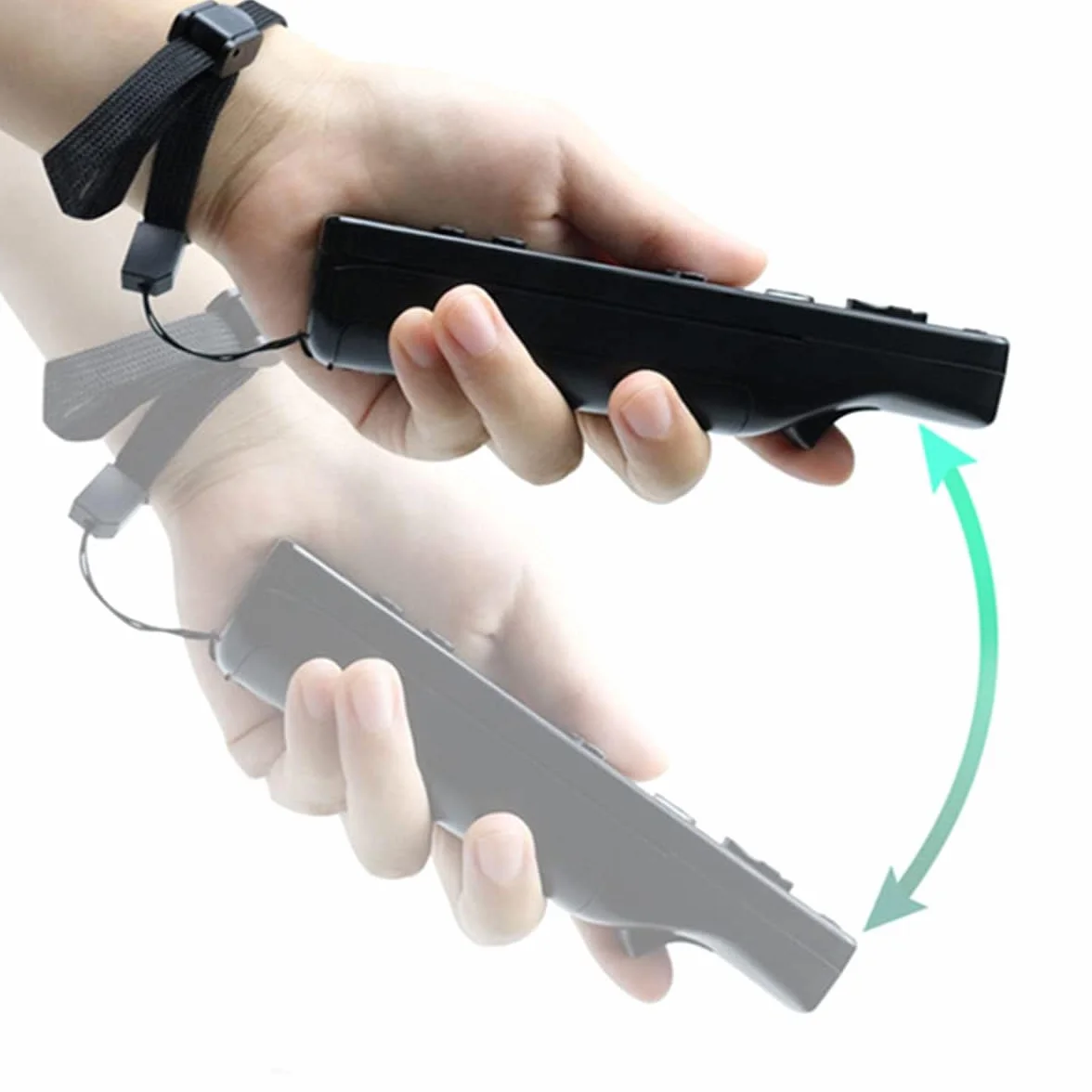 TechKen zestaw 2 sztuk kontrolerów Wii lewostronnych z Motion Plus, pilot Wii Remote z silikonową osłoną i opaską na rękę