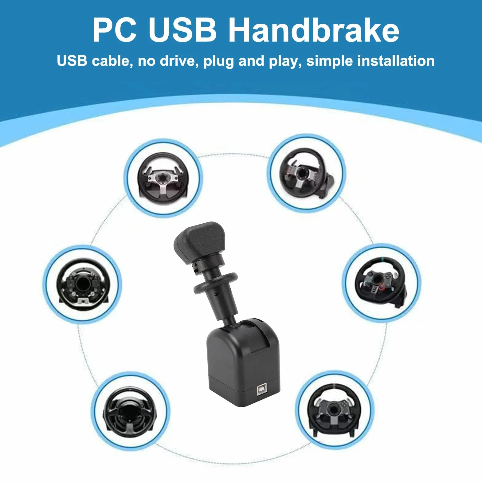 Hamulec Ręczny USB do Komputera, Aktualizacja do Gier Wyścigowych SIM Symulowany Hamulec Ręczny do G27 G29 G920 T300, Zawiera Zacisk, Kompatybilny z Euro Truck Simulator 2 i