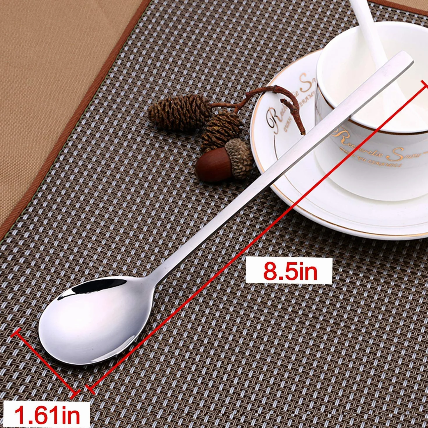 IQCWOOD łyżki, 8 sztuk korejskich łyżek ze stali nierdzewnej, 20 cm